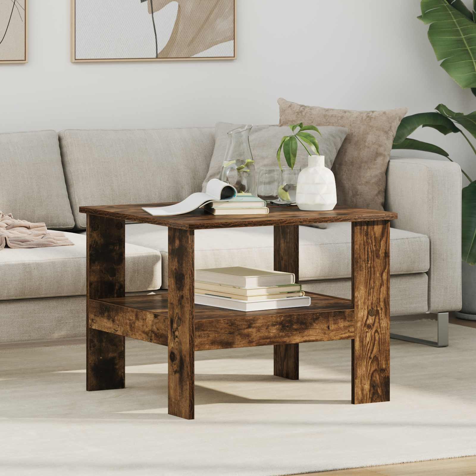 vidaXL Couchtisch Geräucherte Eiche 57 x 55 x 45 cm Holzwerkstoff