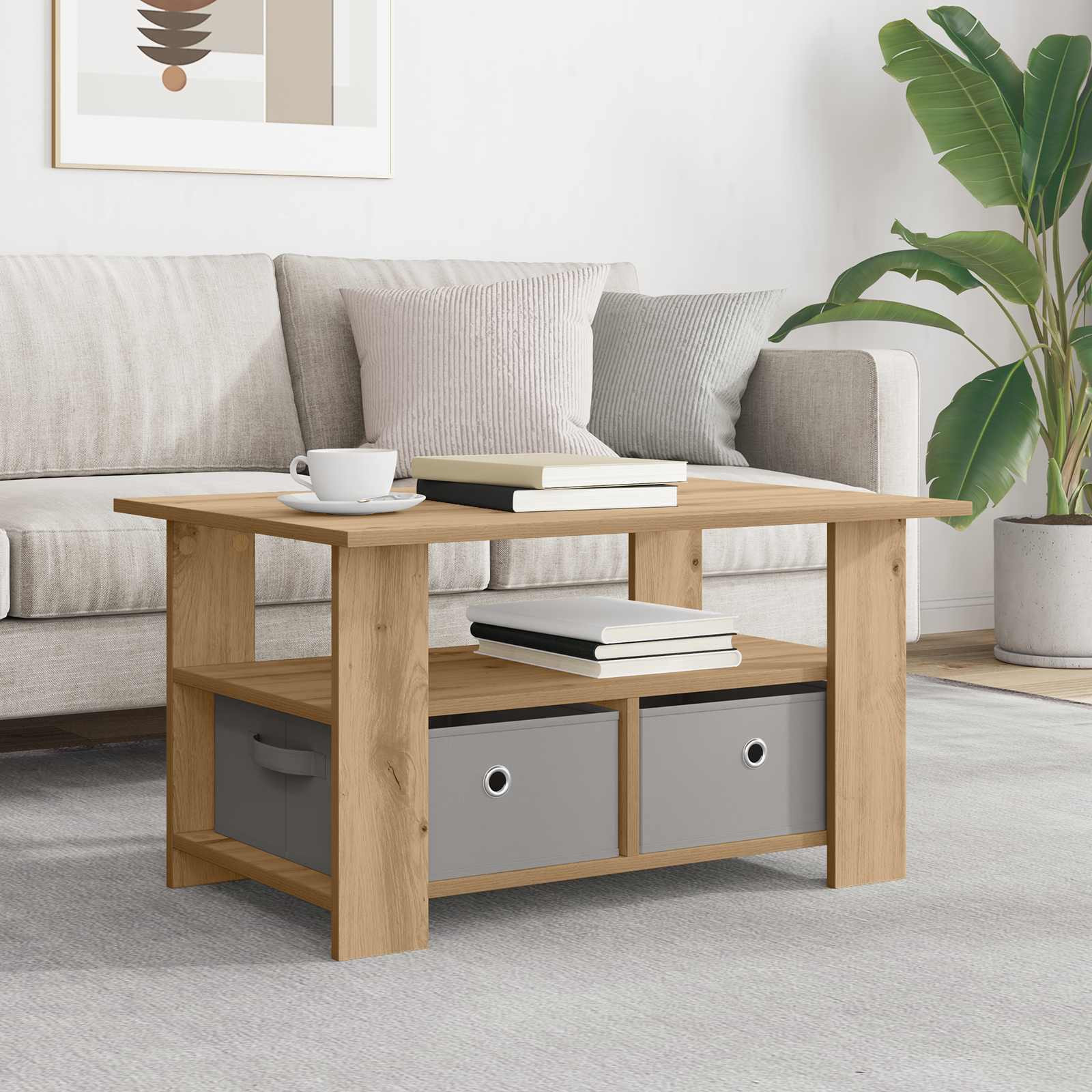 vidaXL Couchtisch Artisan-Eiche 77 x 55 x 42 cm Holzwerkstoff