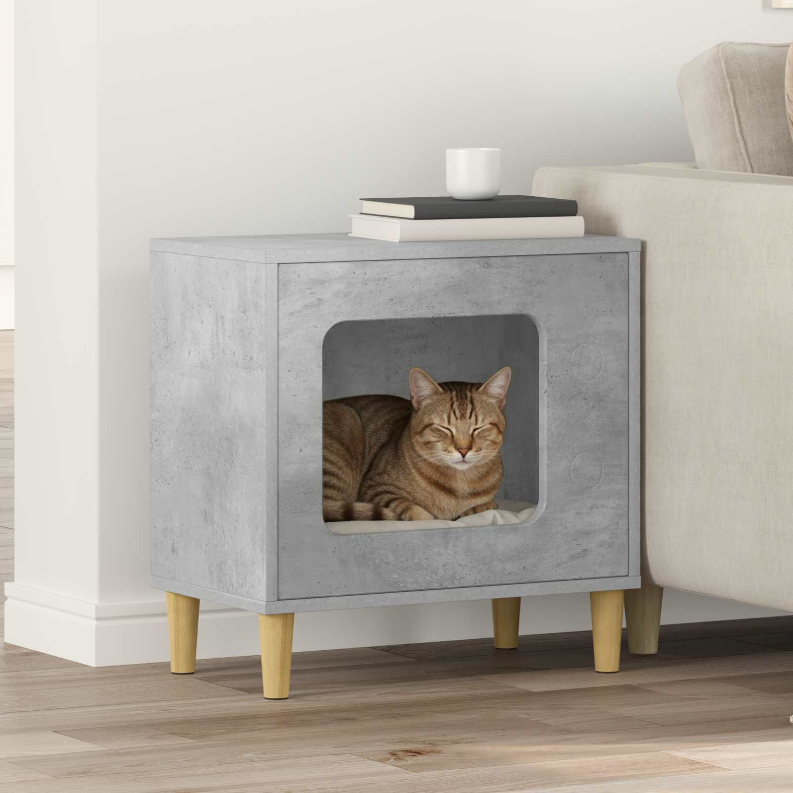 vidaXL Katzenhaus Beton 51 x 30 x 52 cm Holzwerkstoff