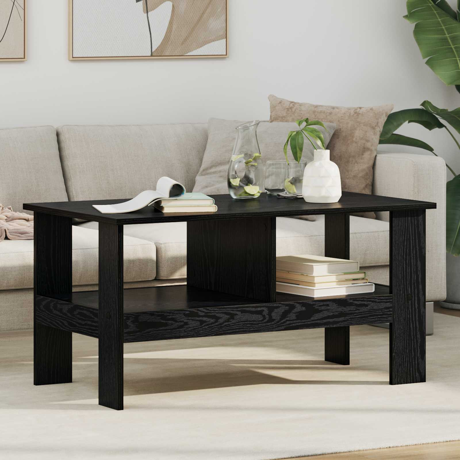 vidaXL Couchtisch Schwarz Eichen-Optik 90 x 50 x 45 cm Holzwerkstoff