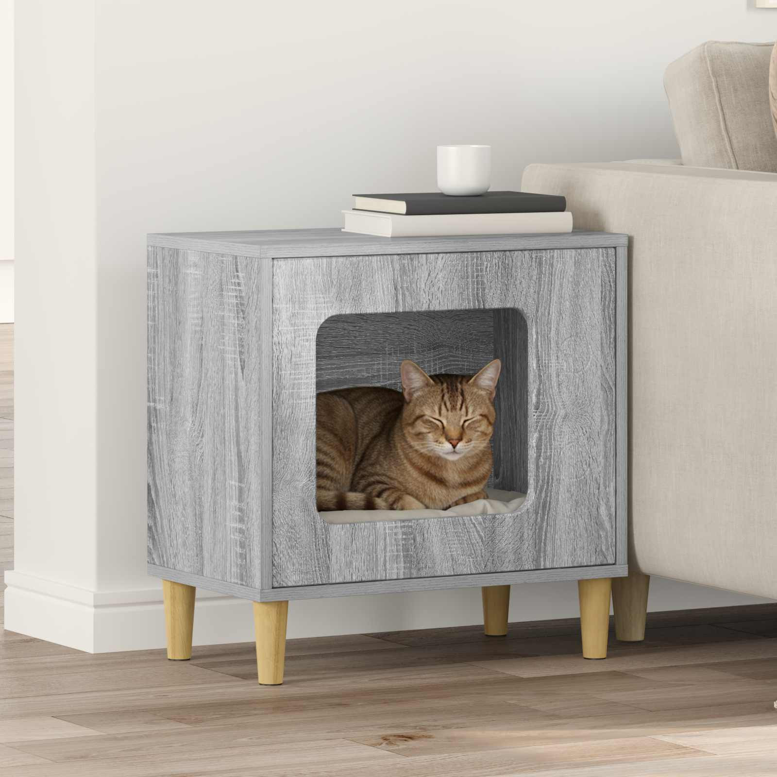 vidaXL Katzenhaus Graues Sonoma 51 x 30 x 52 cm Holzwerkstoff