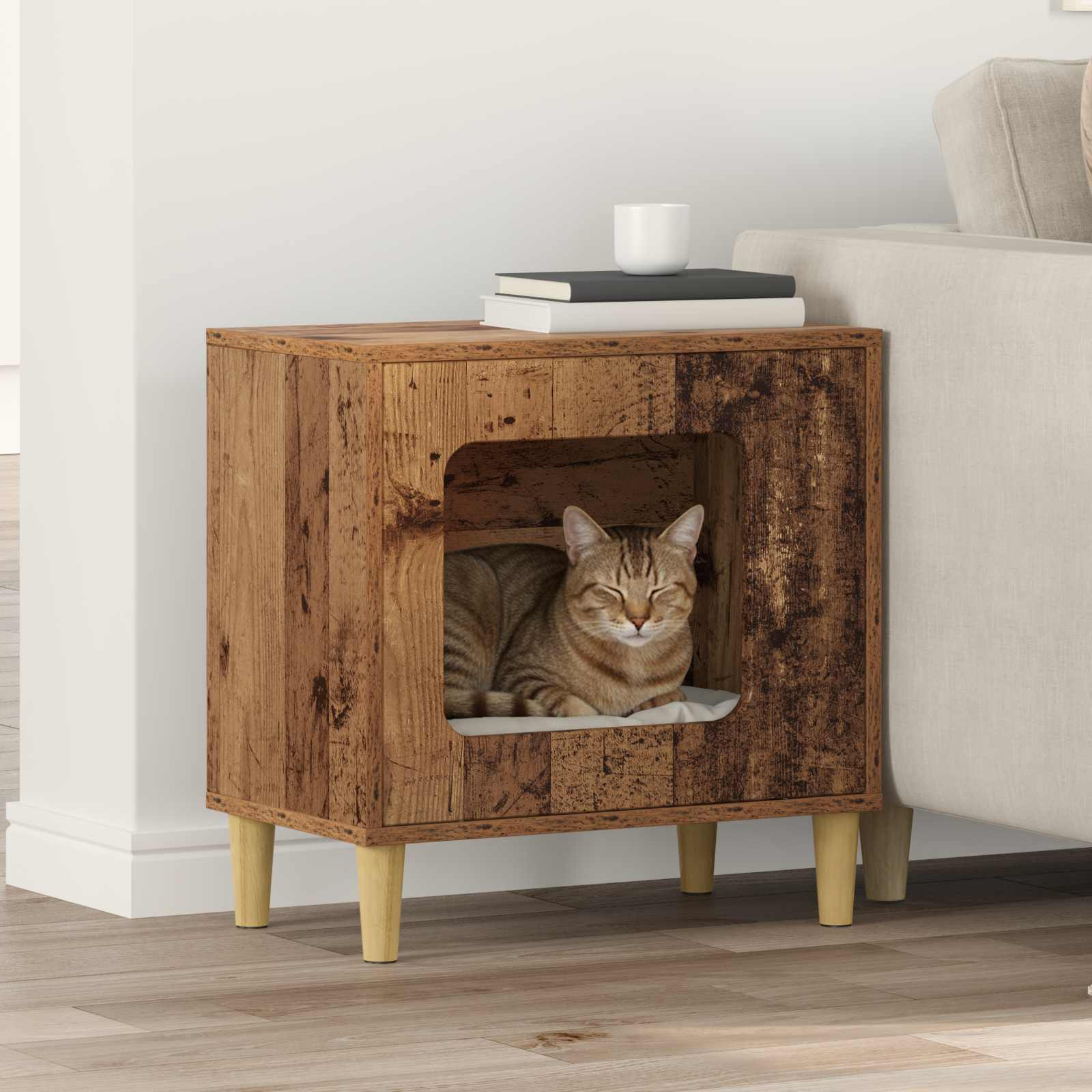 vidaXL Katzenhaus Altholz 51 x 30 x 52 cm Holzwerkstoff