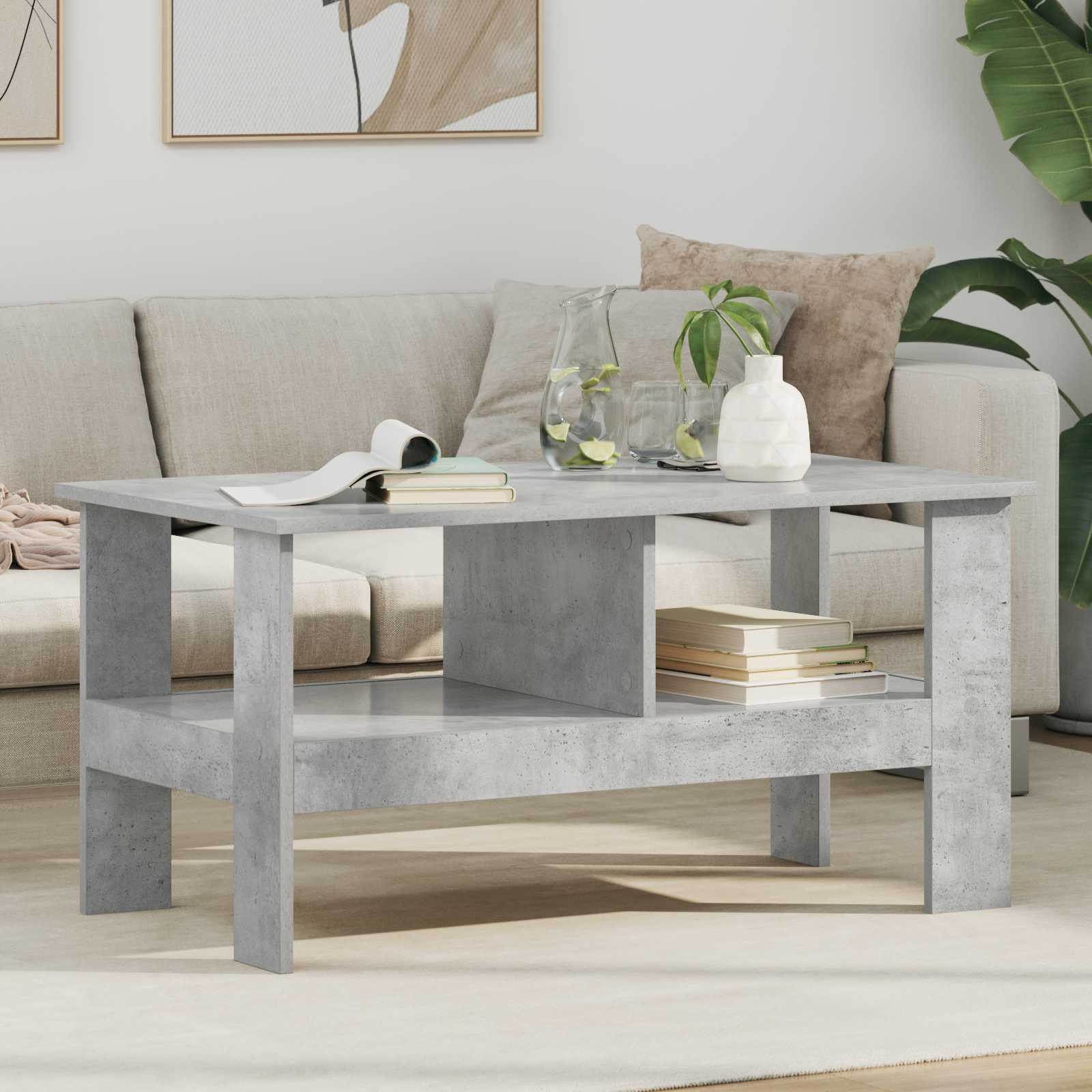 vidaXL Couchtisch Beton Grau 90 x 50 x 45 cm Holzwerkstoff