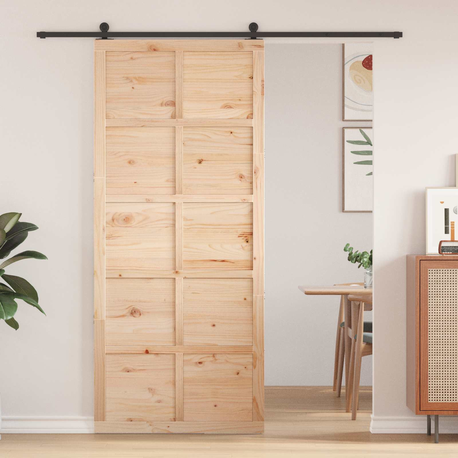 vidaXL Scheunentür Natur 80 x 2,5 x 208 cm Massives Kiefernholz