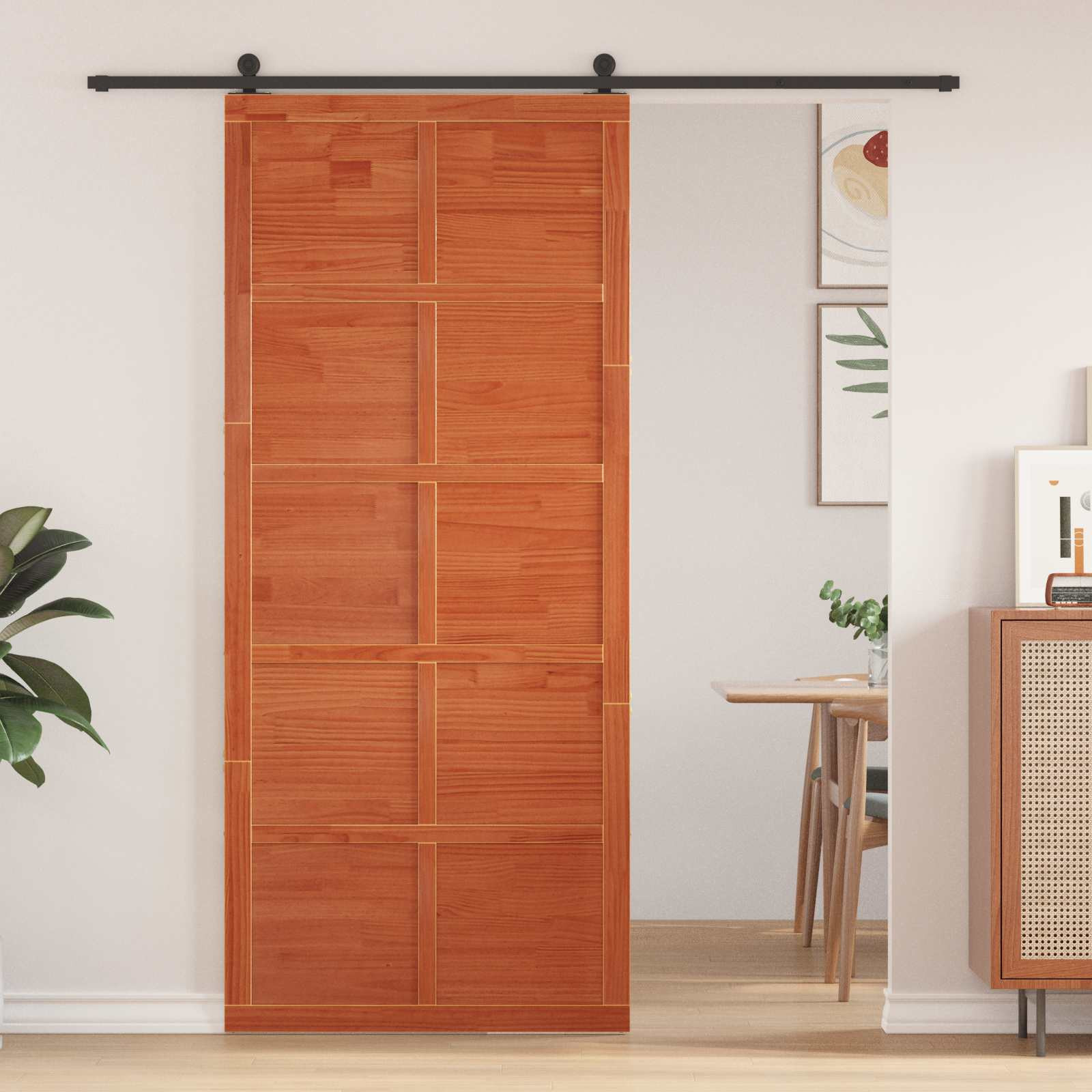 vidaXL Scheunentür Wachsbraun 80 x 2,5 x 208 cm Massives Kiefernholz