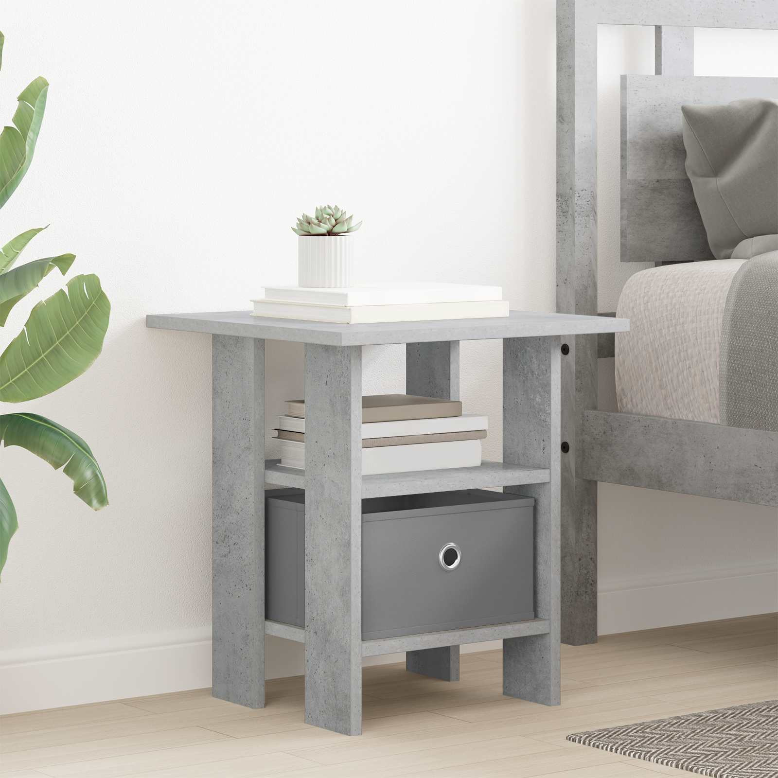 vidaXL Nachttisch Beton Grau 41 x 40 x 45 cm Holzwerkstoff