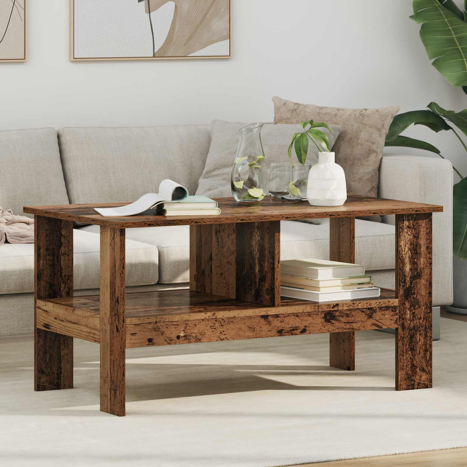 vidaXL Couchtisch Altholz 90 x 50 x 45 cm Holzwerkstoff