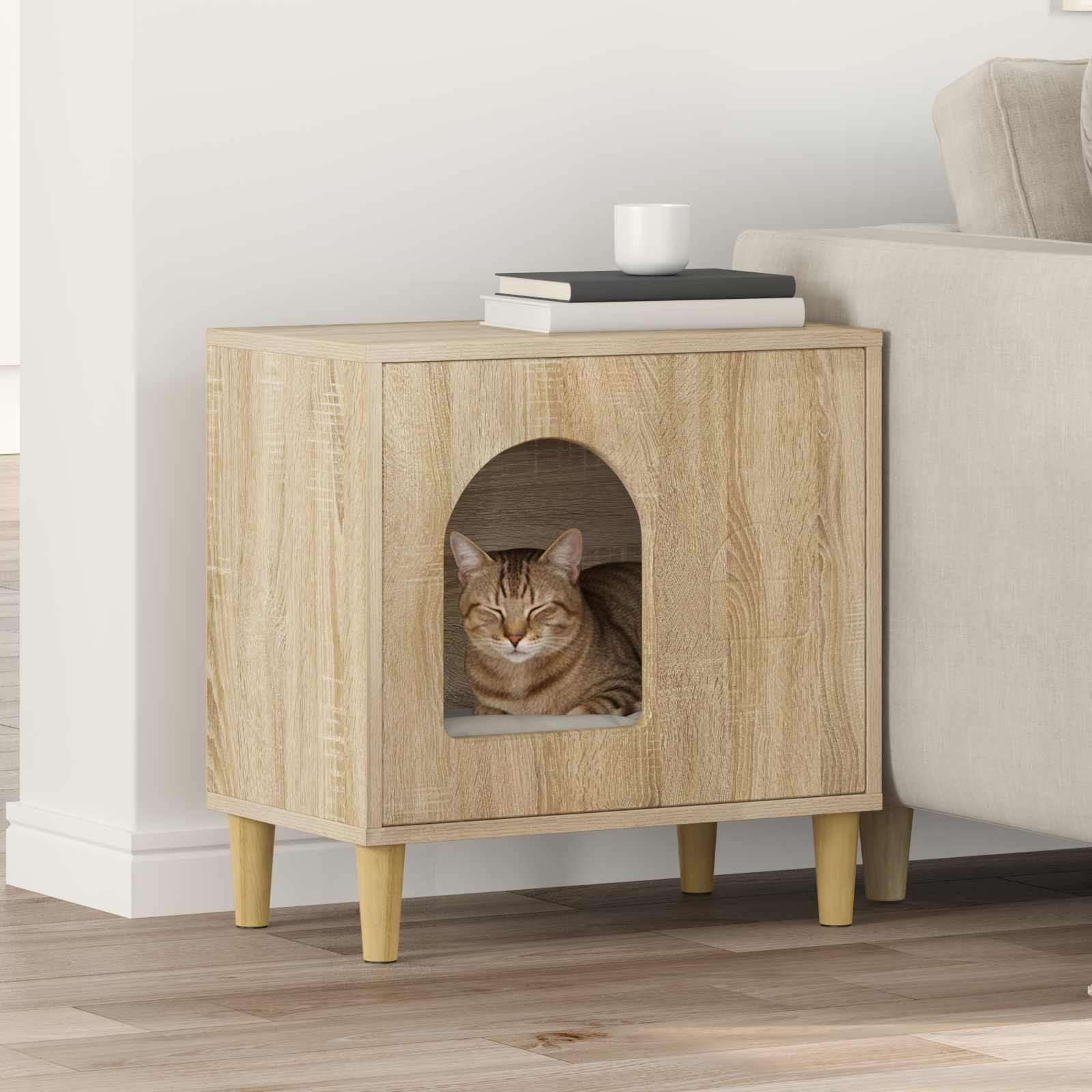 vidaXL Katzenhaus Sonoma 51 x 30 x 52 cm Holzwerkstoff