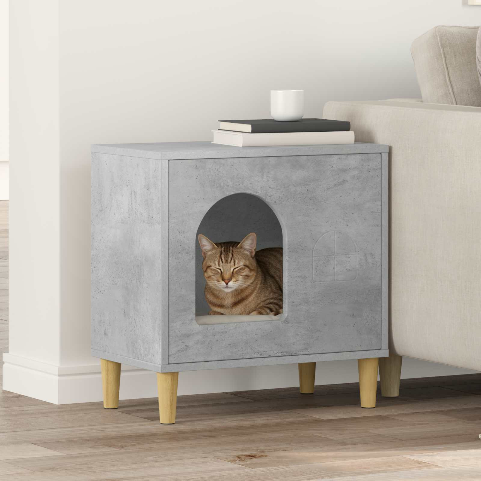 vidaXL Katzenhaus Beton 51 x 30 x 52 cm Holzwerkstoff