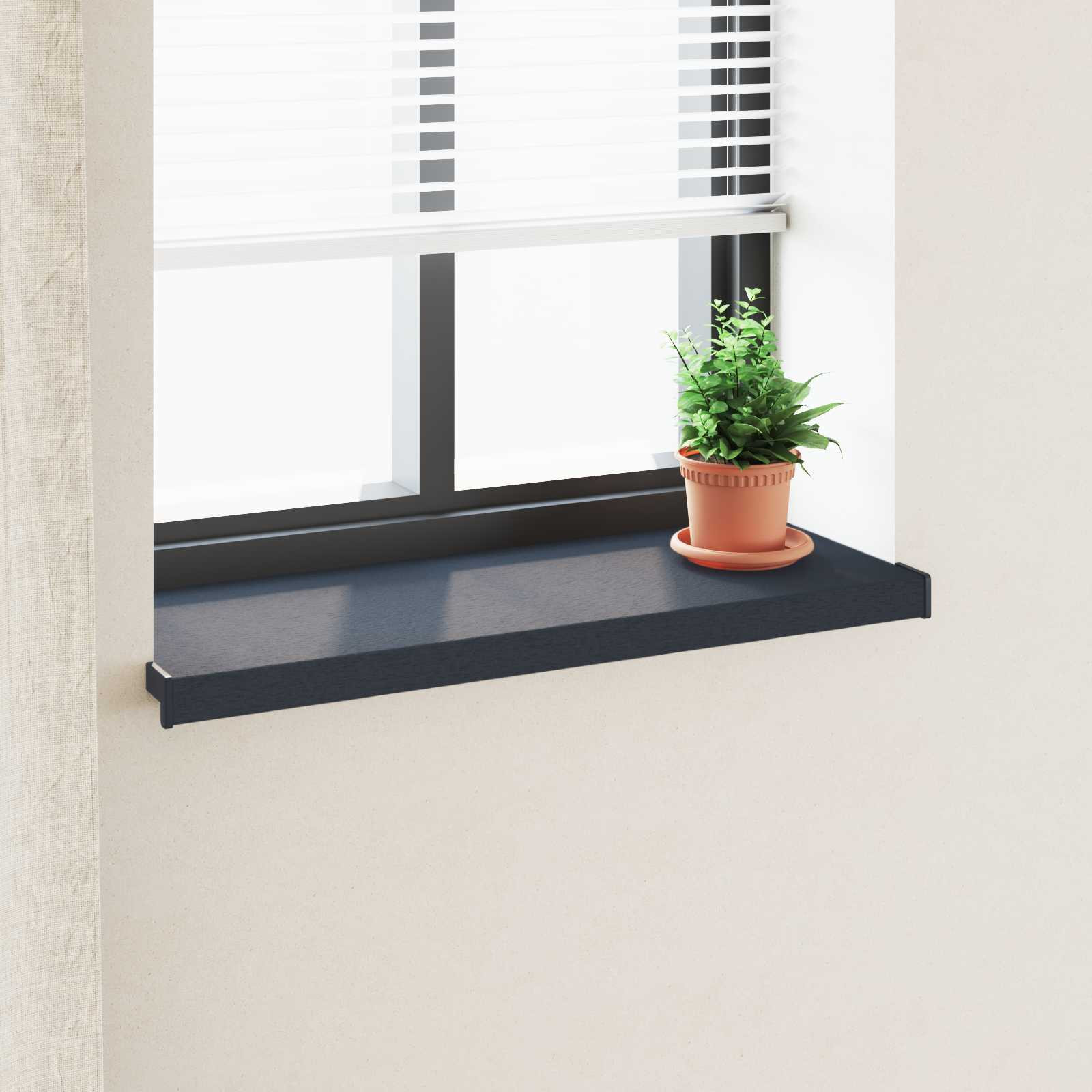 vidaXL Fensterbank Anthrazit mit Holzmaserung 100 x 35 x 4,5 cm PVC