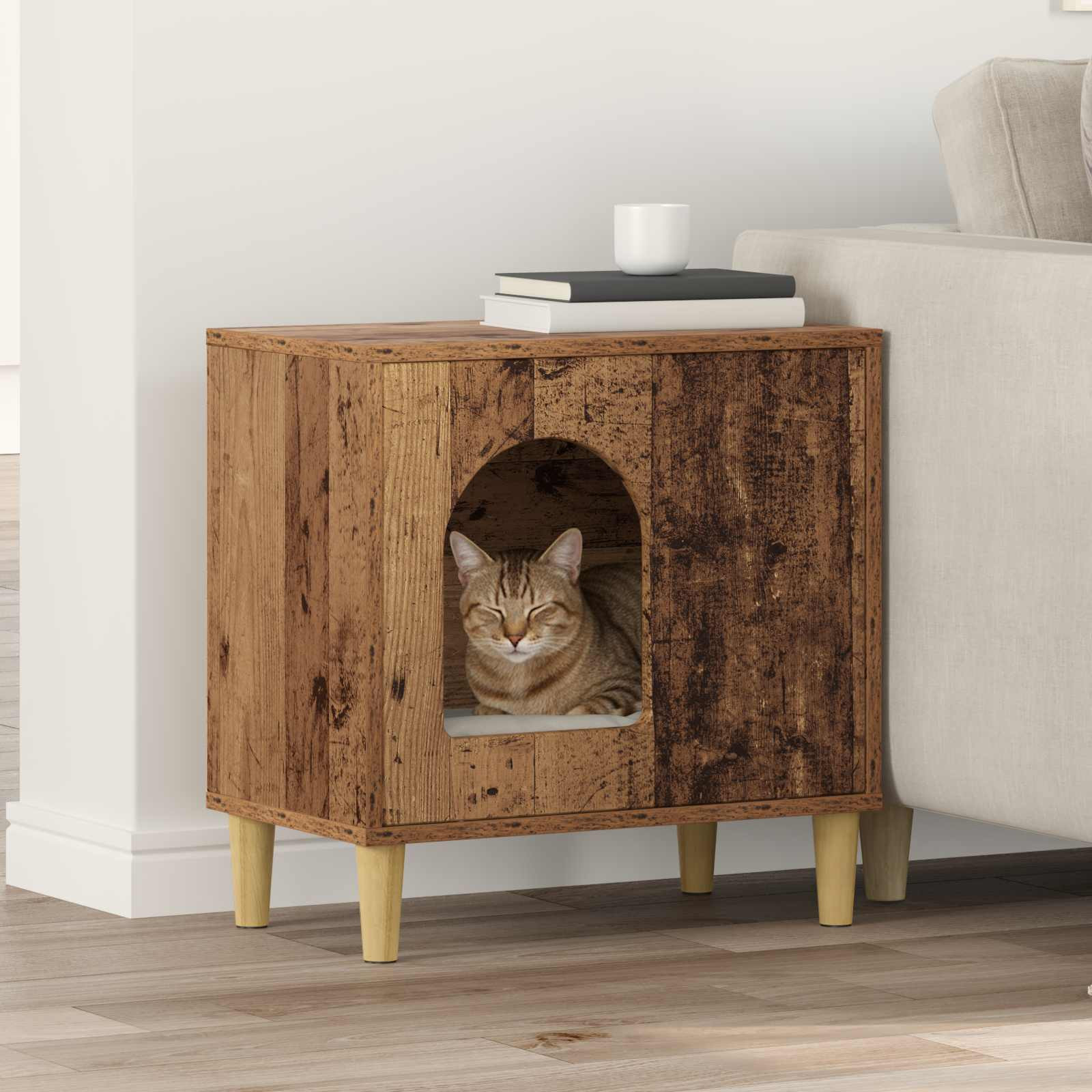 vidaXL Katzenhaus Altholz 51 x 30 x 52 cm Holzwerkstoff
