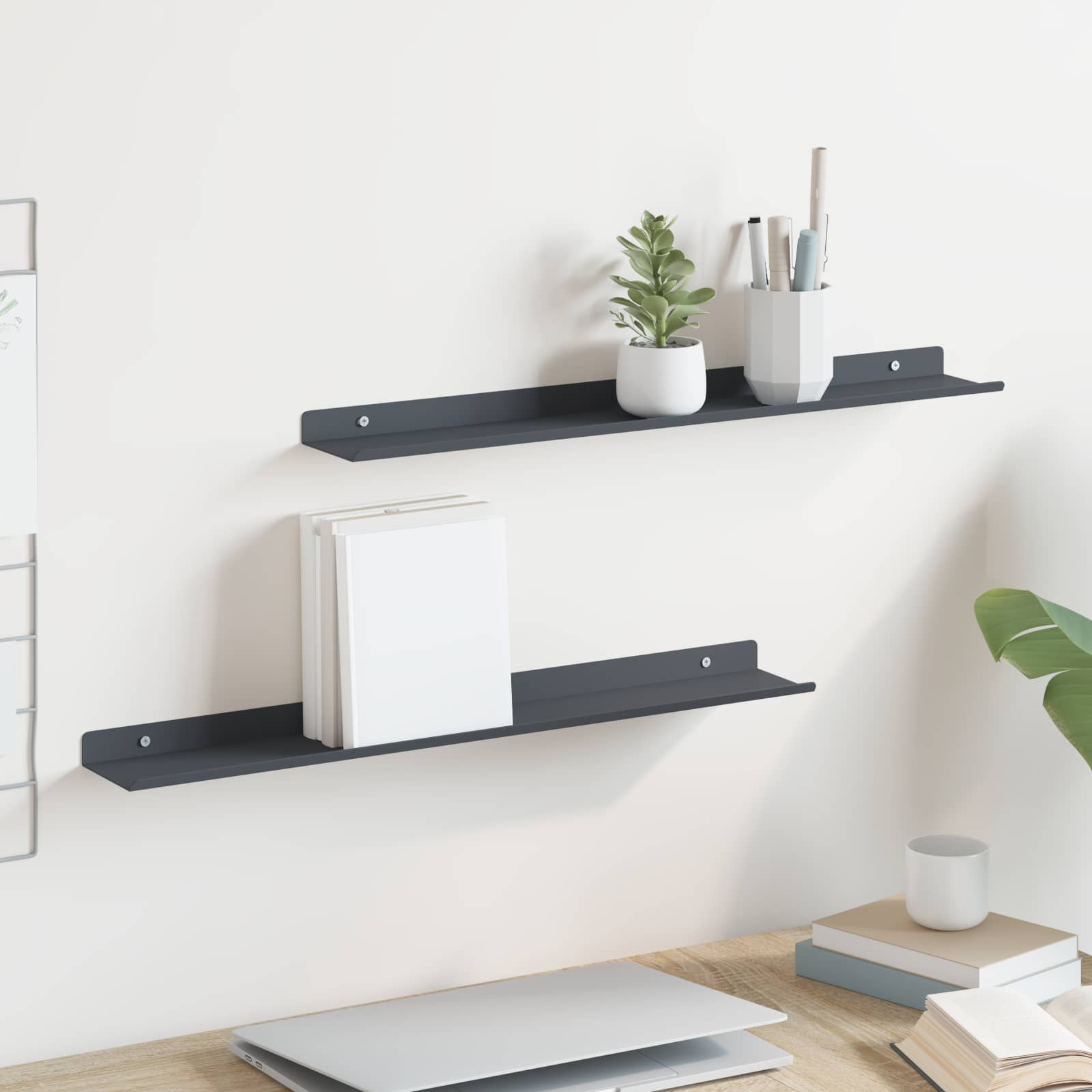 vidaXL Schwebendes Regal 2 pcs Anthrazit 60 x 8,5 x 2,5 cm Stahl