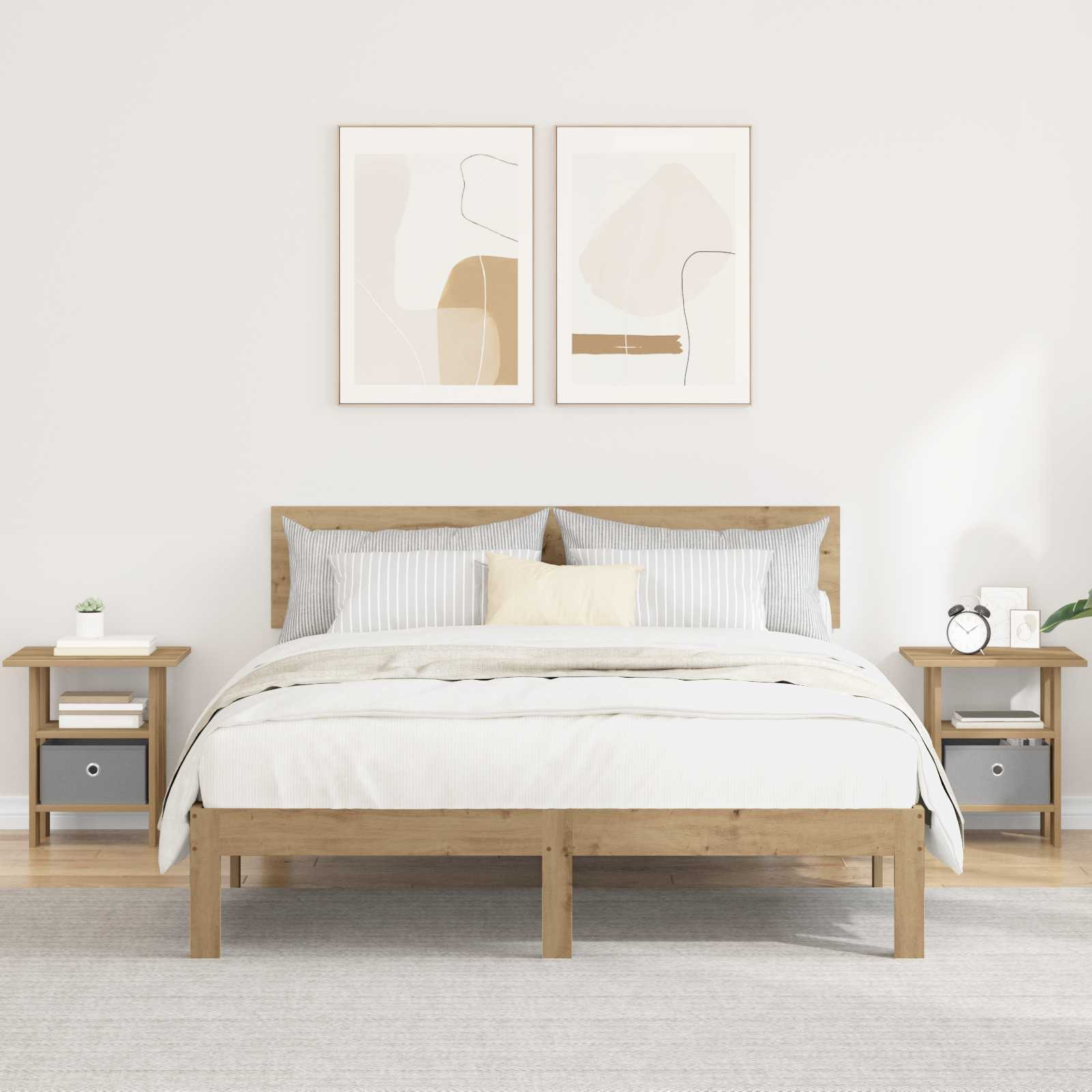 vidaXL Nachttisch 2 Stk. Artisan-Eiche 41 x 40 x 45 cm Holzwerkstoff
