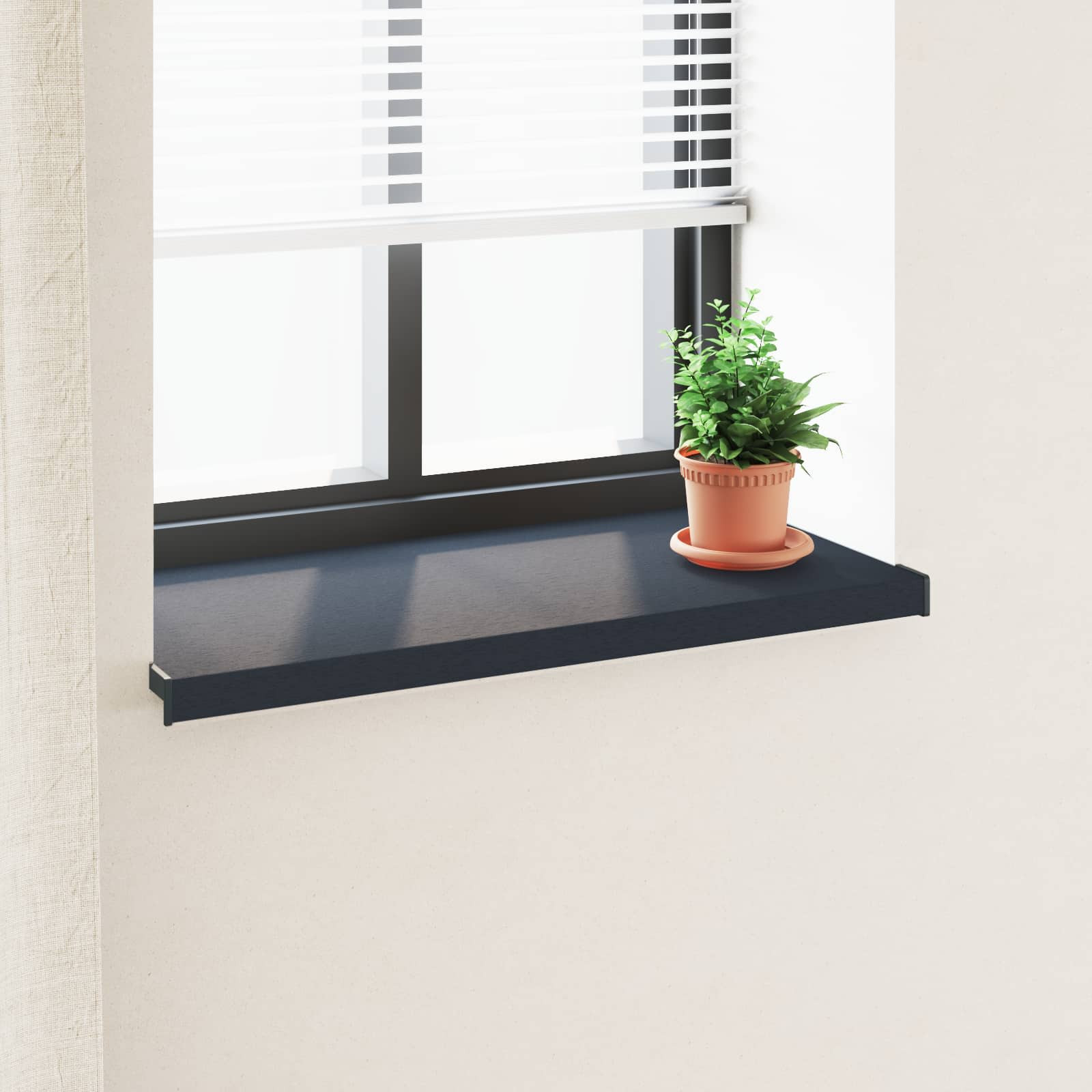 vidaXL Fensterbank Anthrazit mit Holzmaserung 100 x 40 x 4,5 cm PVC