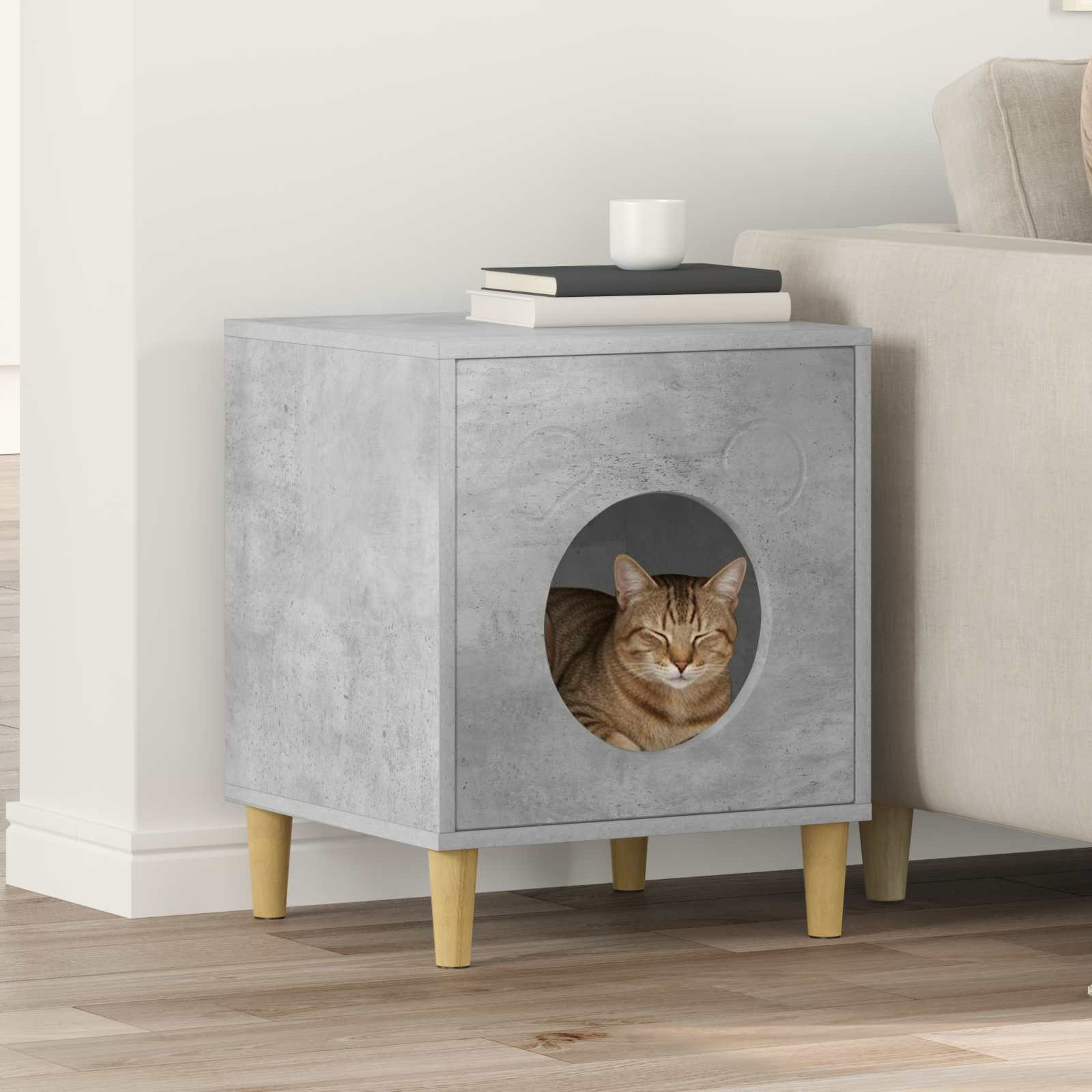 vidaXL Katzenhaus Beton 42,5 x 40 x 53 cm Holzwerkstoff