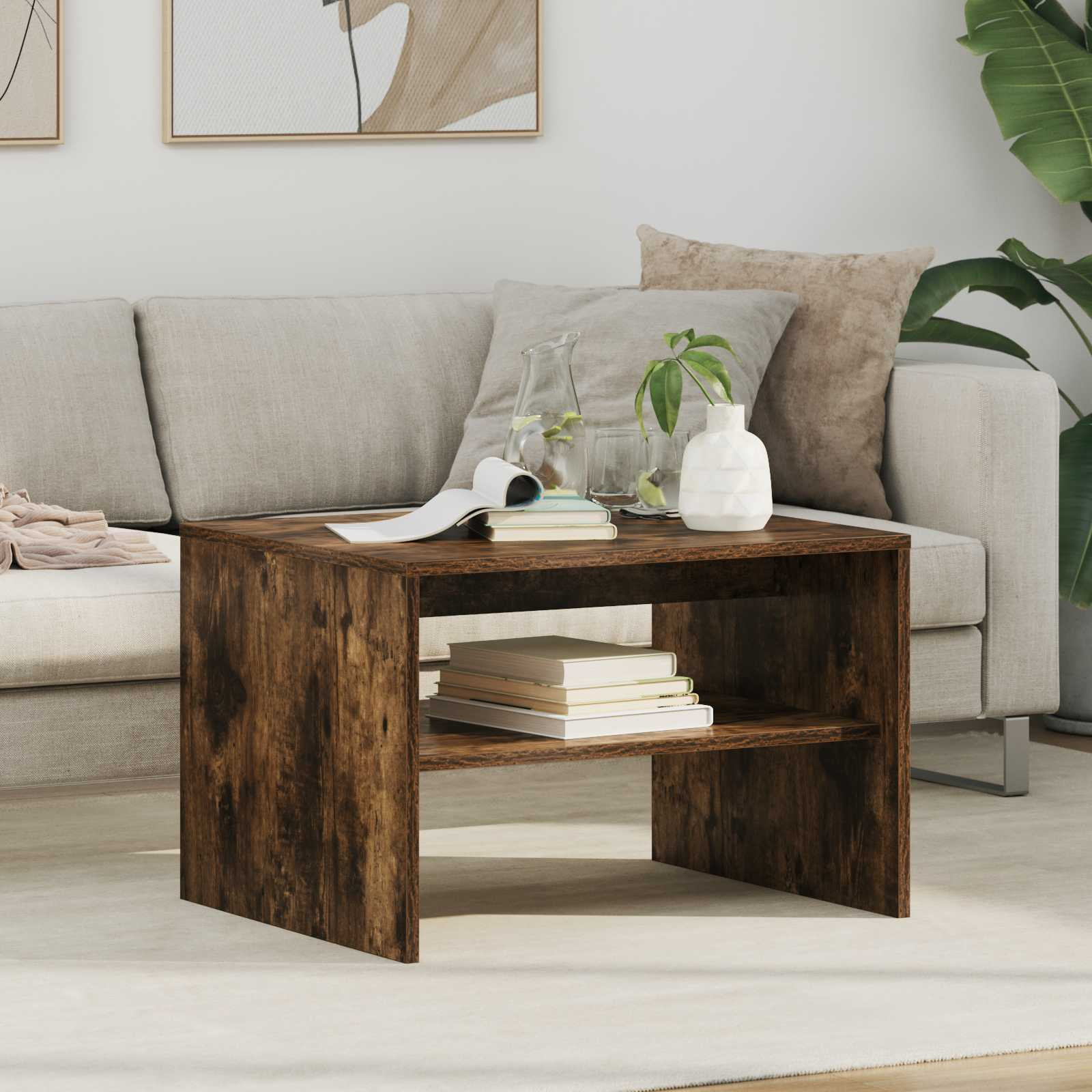 vidaXL Couchtisch Geräucherte Eiche 60 x 50 x 40 cm Holzwerkstoff