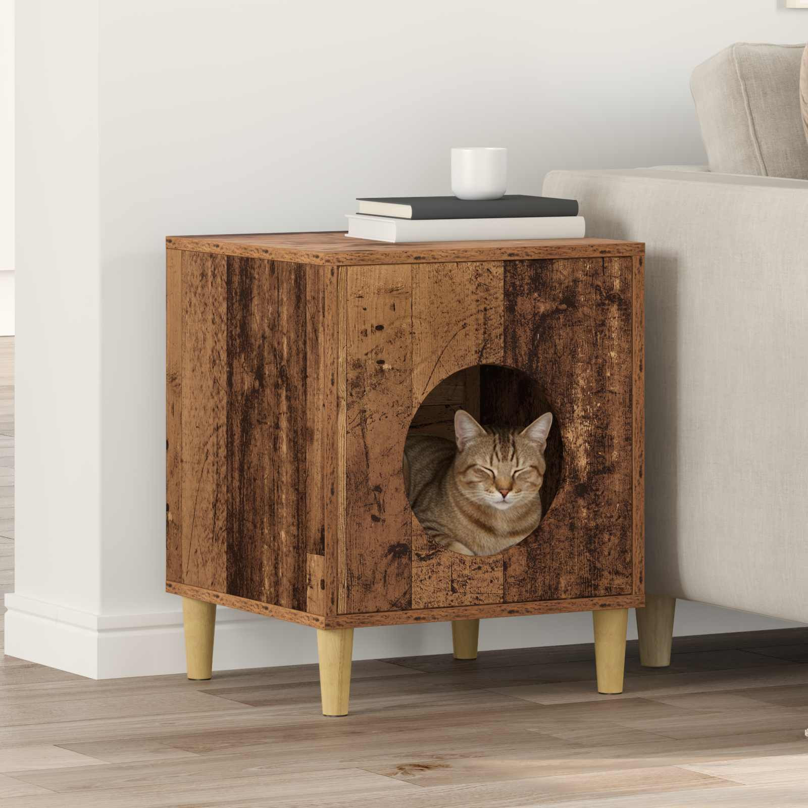 vidaXL Katzenhaus Altholz 42,5 x 40 x 53 cm Holzwerkstoff