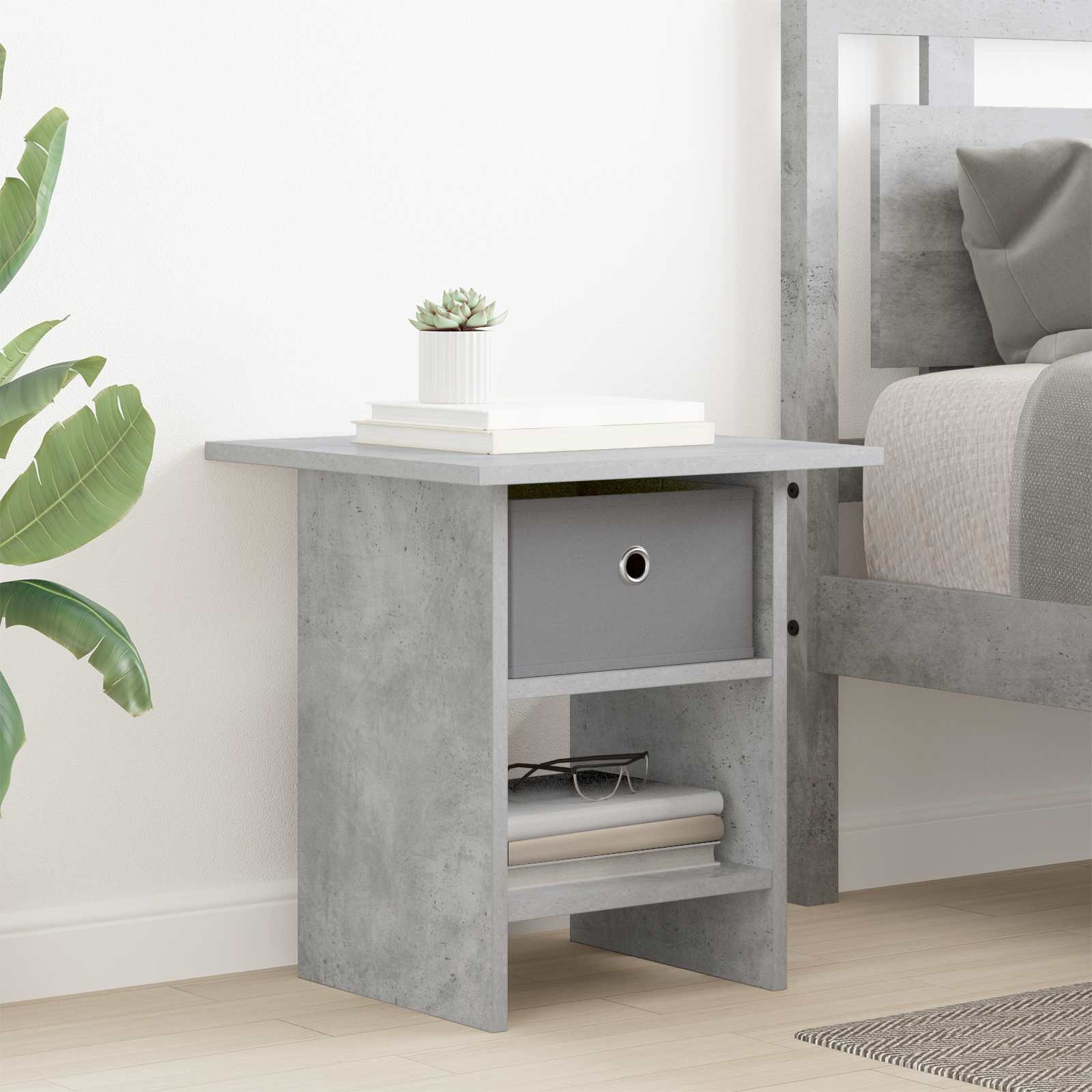 vidaXL Nachttisch Beton Grau 41 x 40 x 45 cm Holzwerkstoff