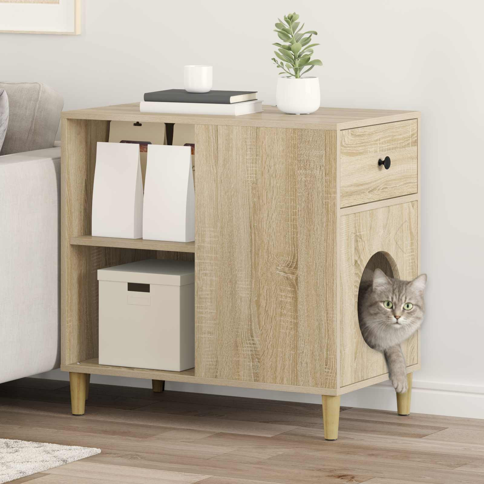 vidaXL Katzenhaus Sonoma 72 x 42,5 x 70 cm Holzwerkstoff