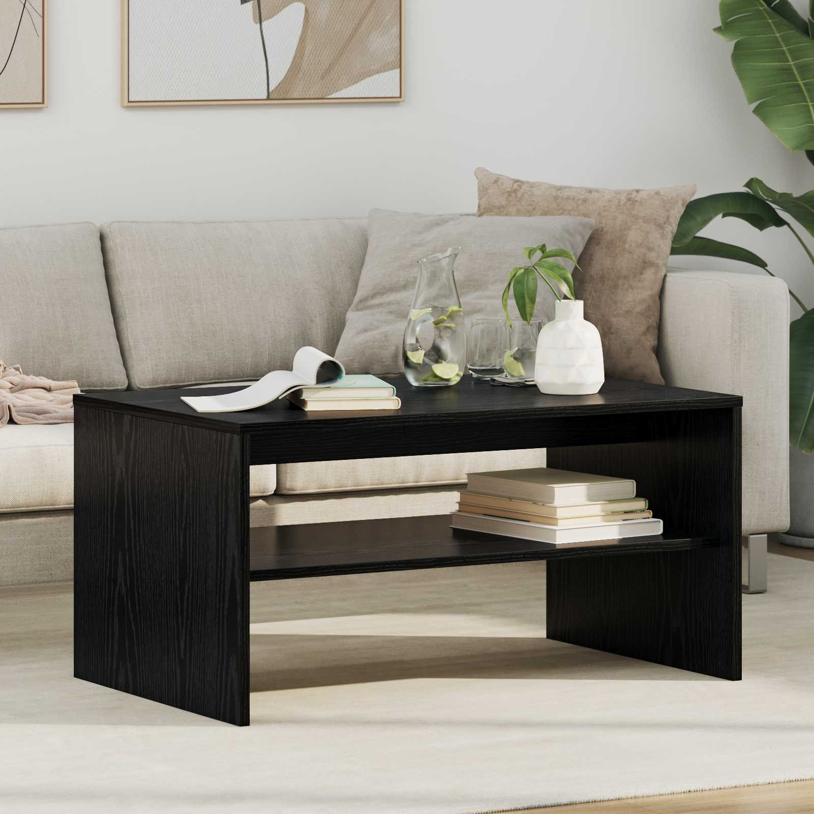 vidaXL Couchtisch Schwarz Eichen-Optik 80 x 50 x 40 cm Holzwerkstoff