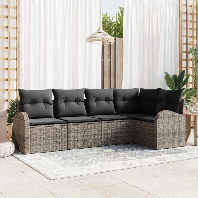 vidaXL Sofa Set mit Kissen 5 pcs Grau Polyester