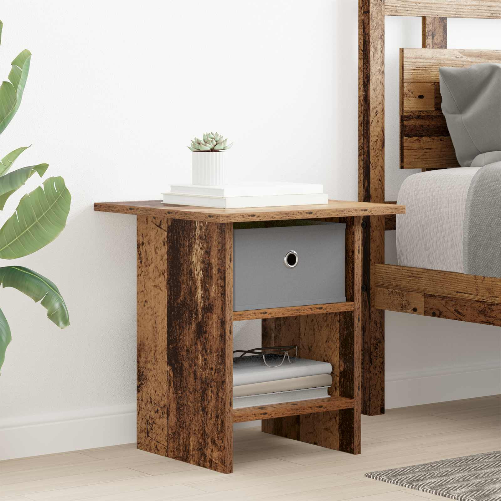 vidaXL Nachttisch mit Schubladen Altholz 41 x 40 x 45 cm Holzwerkstoff
