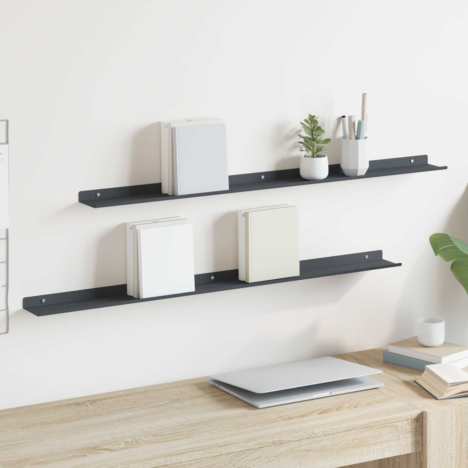vidaXL Schwebendes Regal 2 pcs Anthrazit 100 x 9 x 2,5 cm Stahl