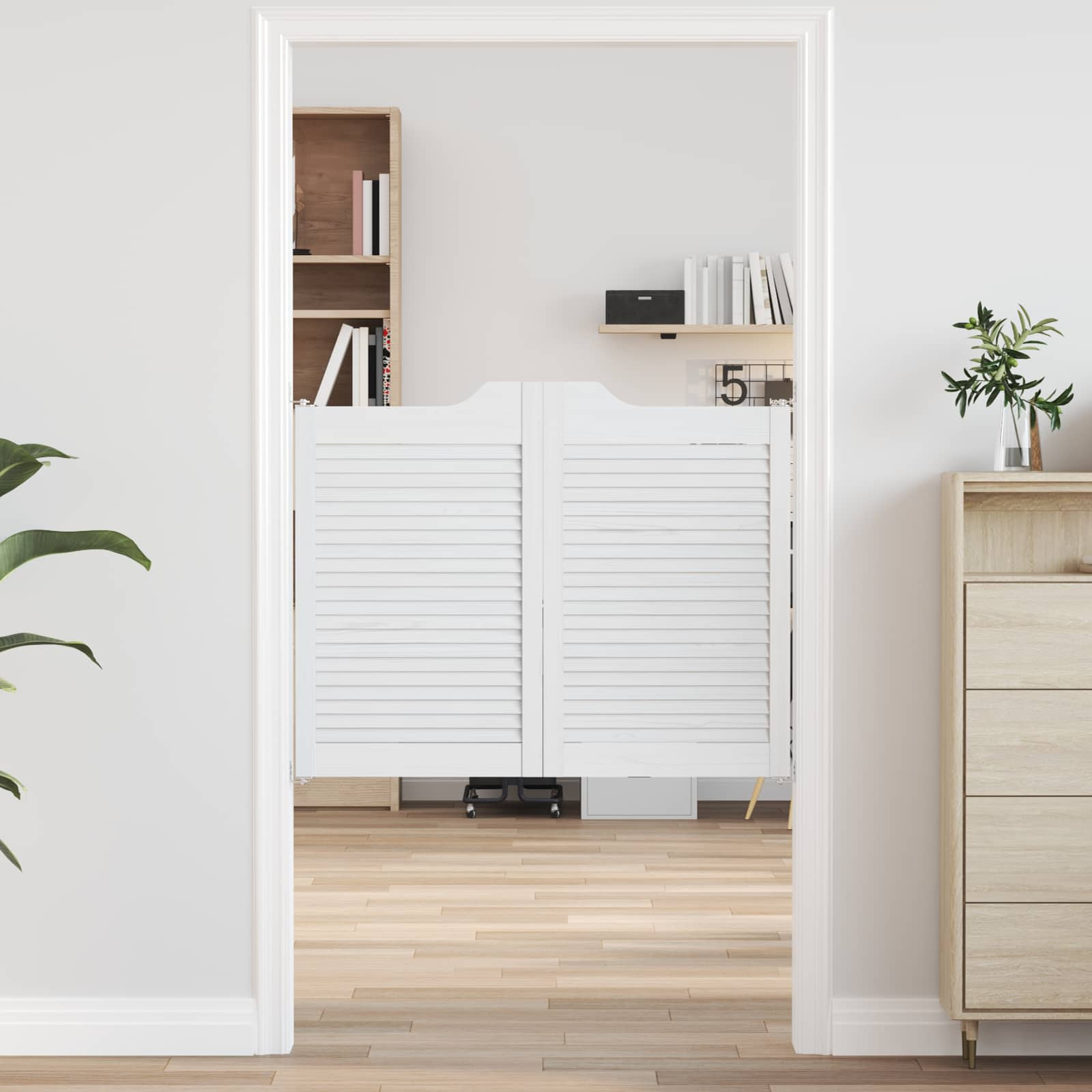 vidaXL Schwingtüren 2 pcs Weiß Massives Kiefernholz