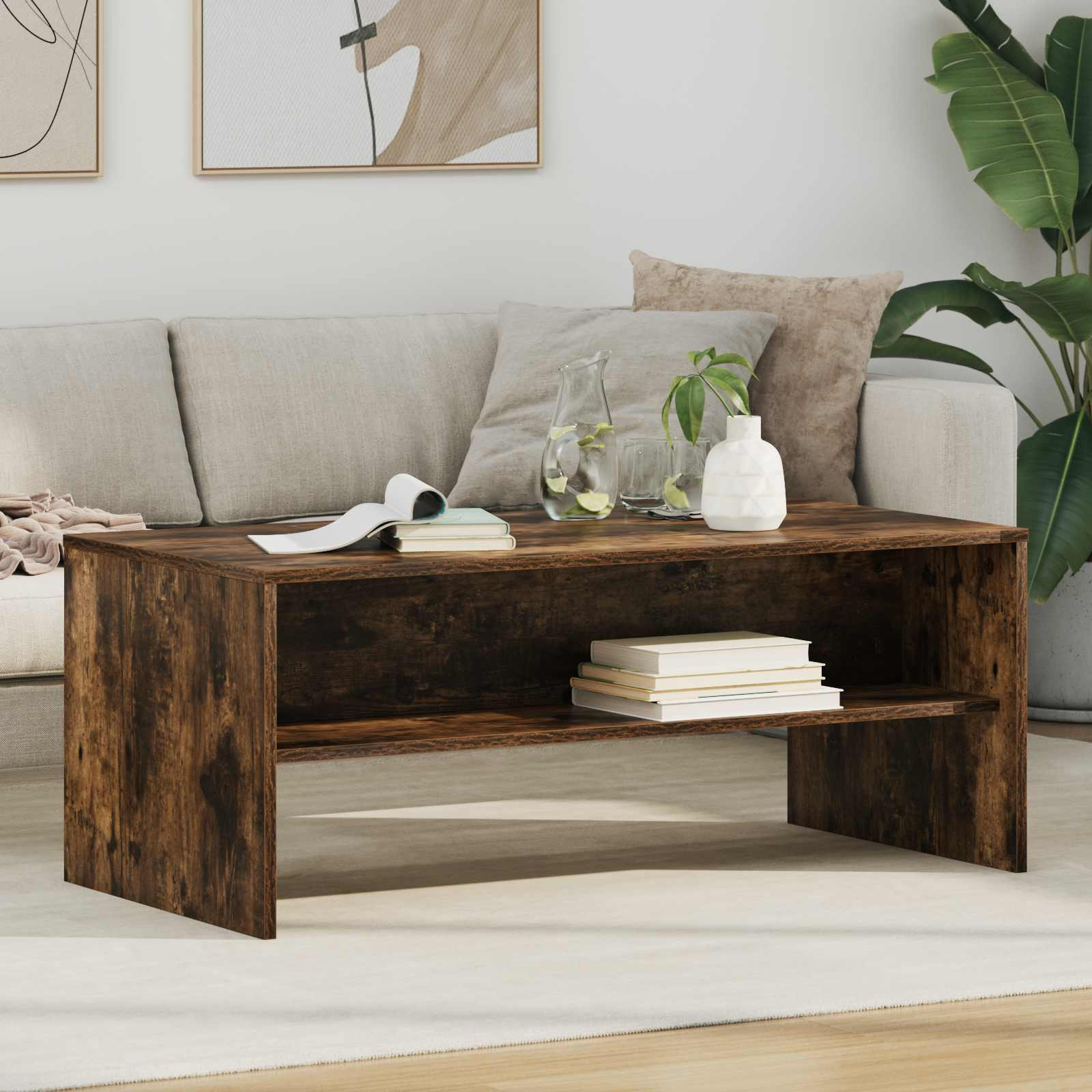 vidaXL Couchtisch Geräucherte Eiche 100 x 50 x 40 cm Holzwerkstoff