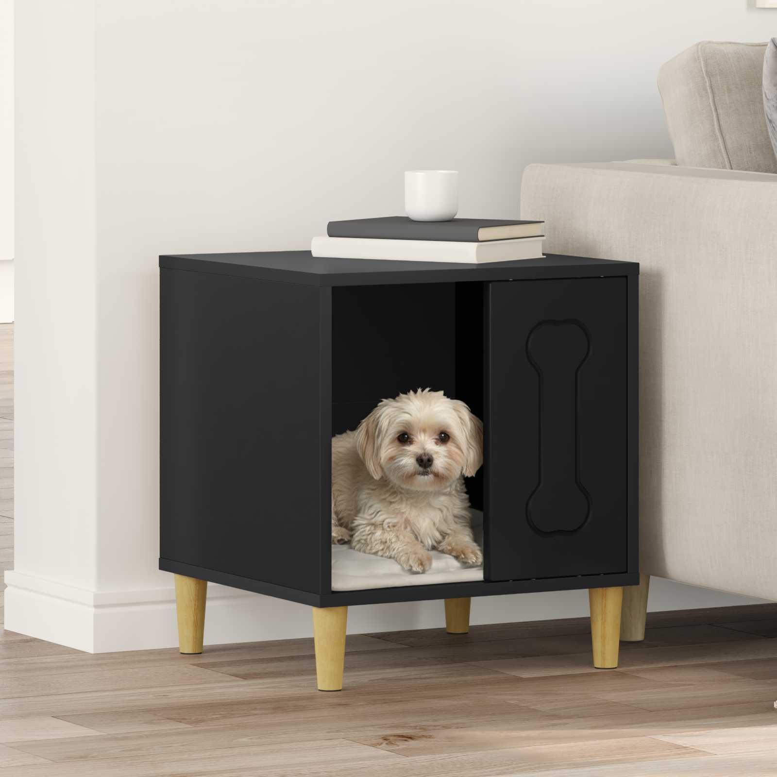 vidaXL Hundehütte Schwarz 44 x 42 x 49 cm Holzwerkstoff