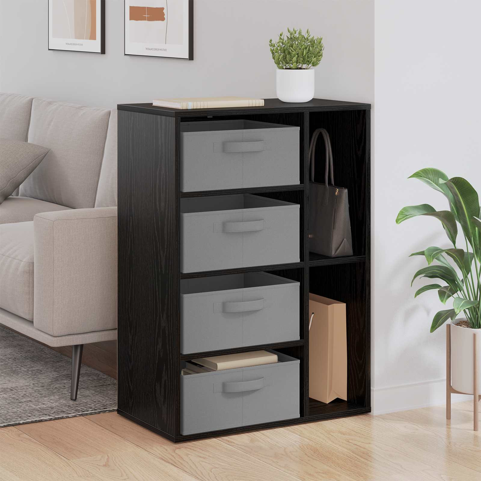 vidaXL Sideboard Schwarze Eiche 60 x 33,5 x 84 cm