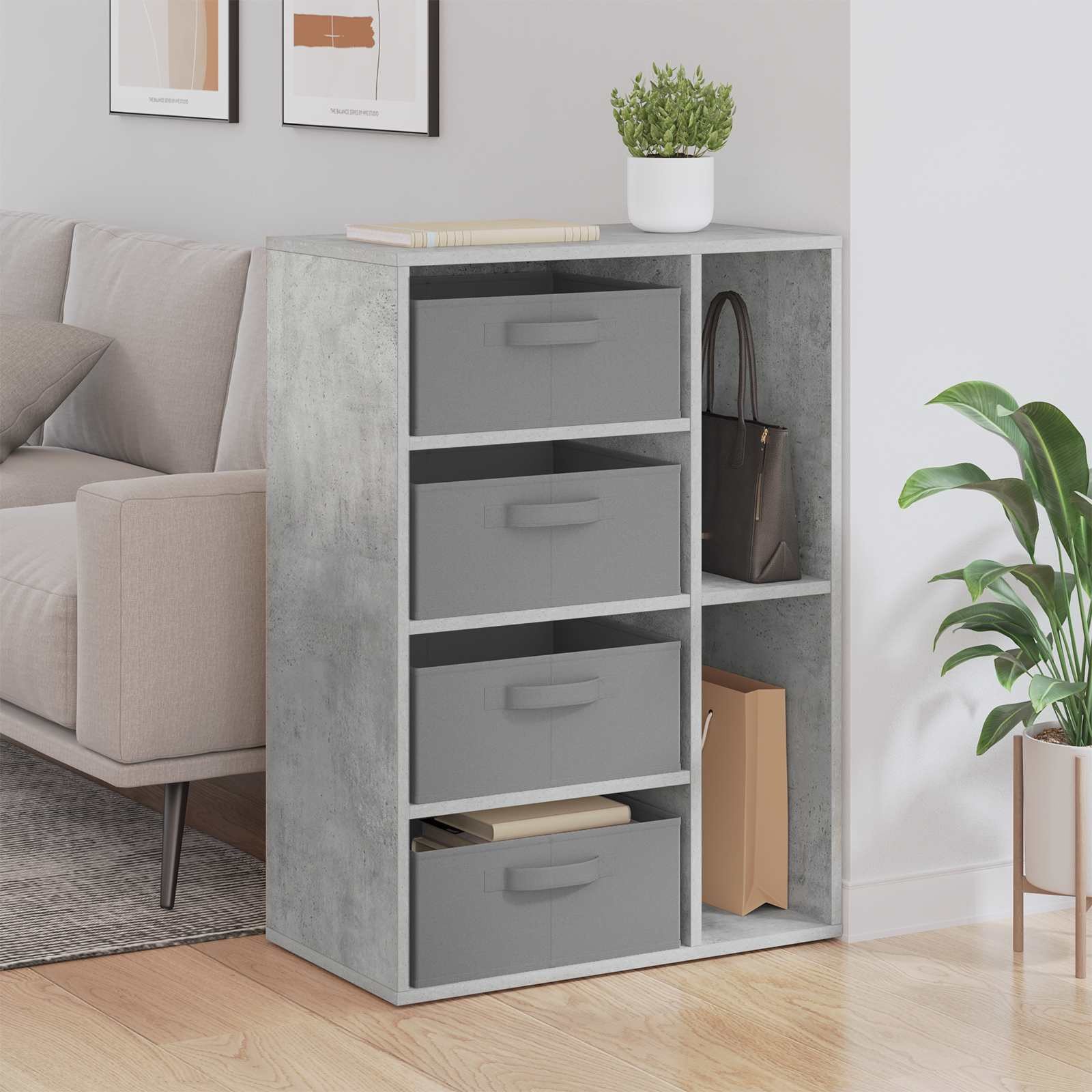 vidaXL Sideboard Betongrau 60 x 33,5 x 84 cm
