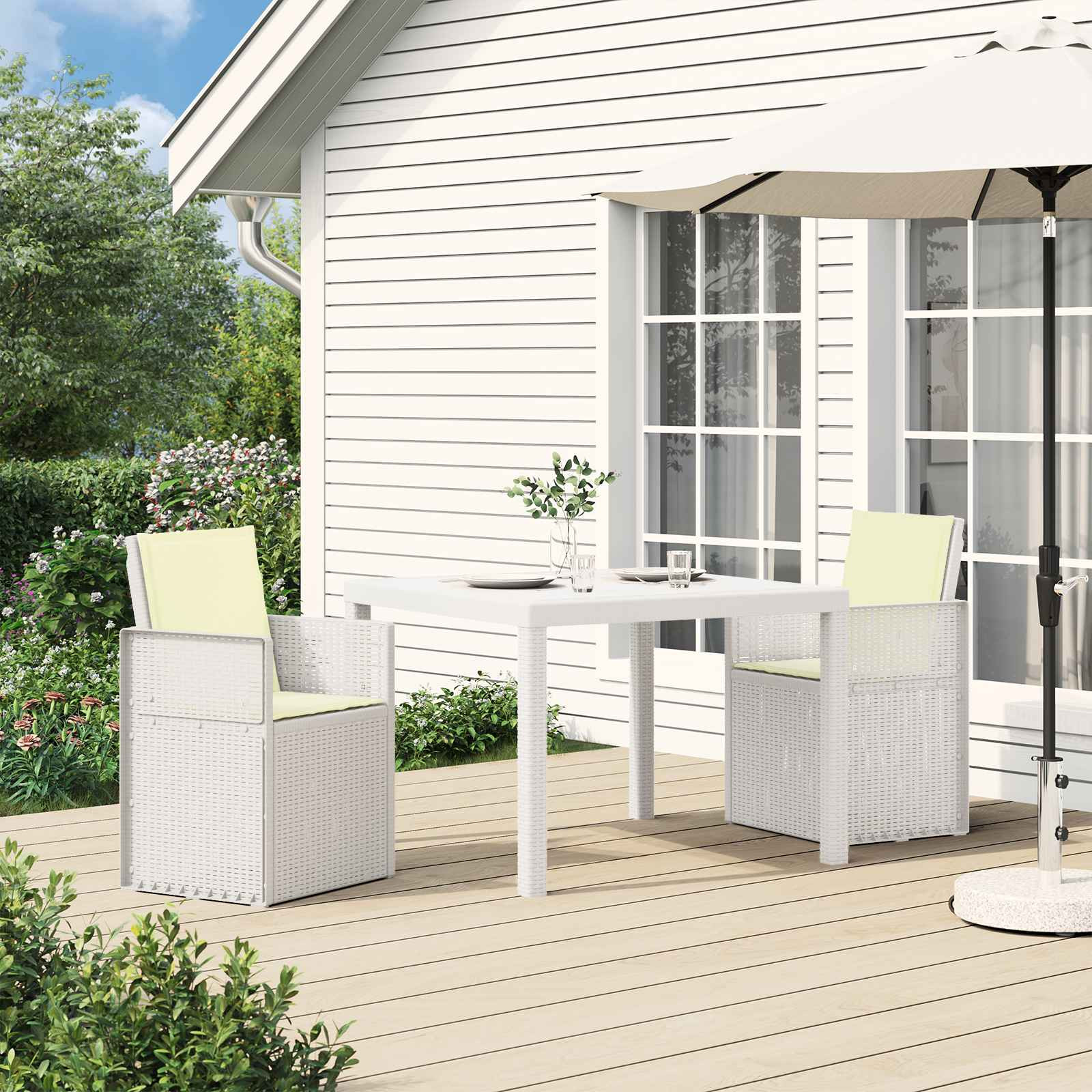vidaXL Garten Esszimmerstühle 2 pcs Weiß und Creme PP