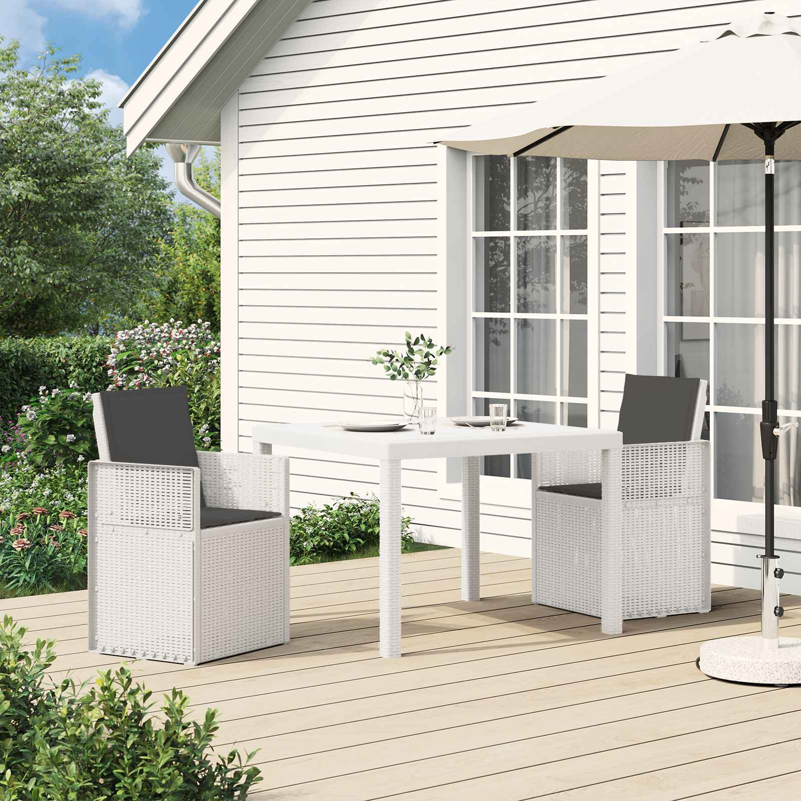 vidaXL Garten Esszimmerstühle 2 pcs Weiß und Anthrazit PP