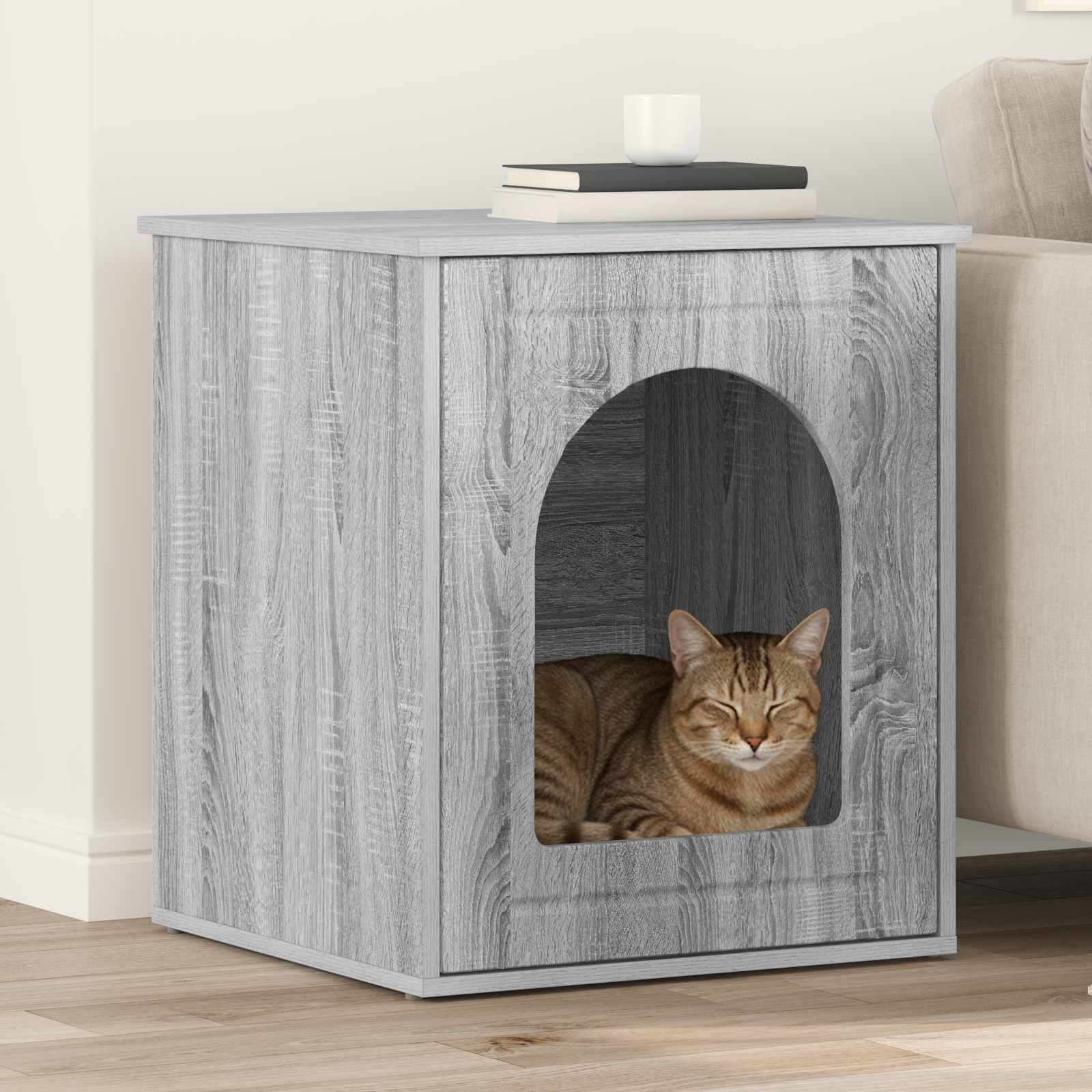vidaXL Katzenhaus Graues Sonoma 53 x 52 x 62 cm Holzwerkstoff