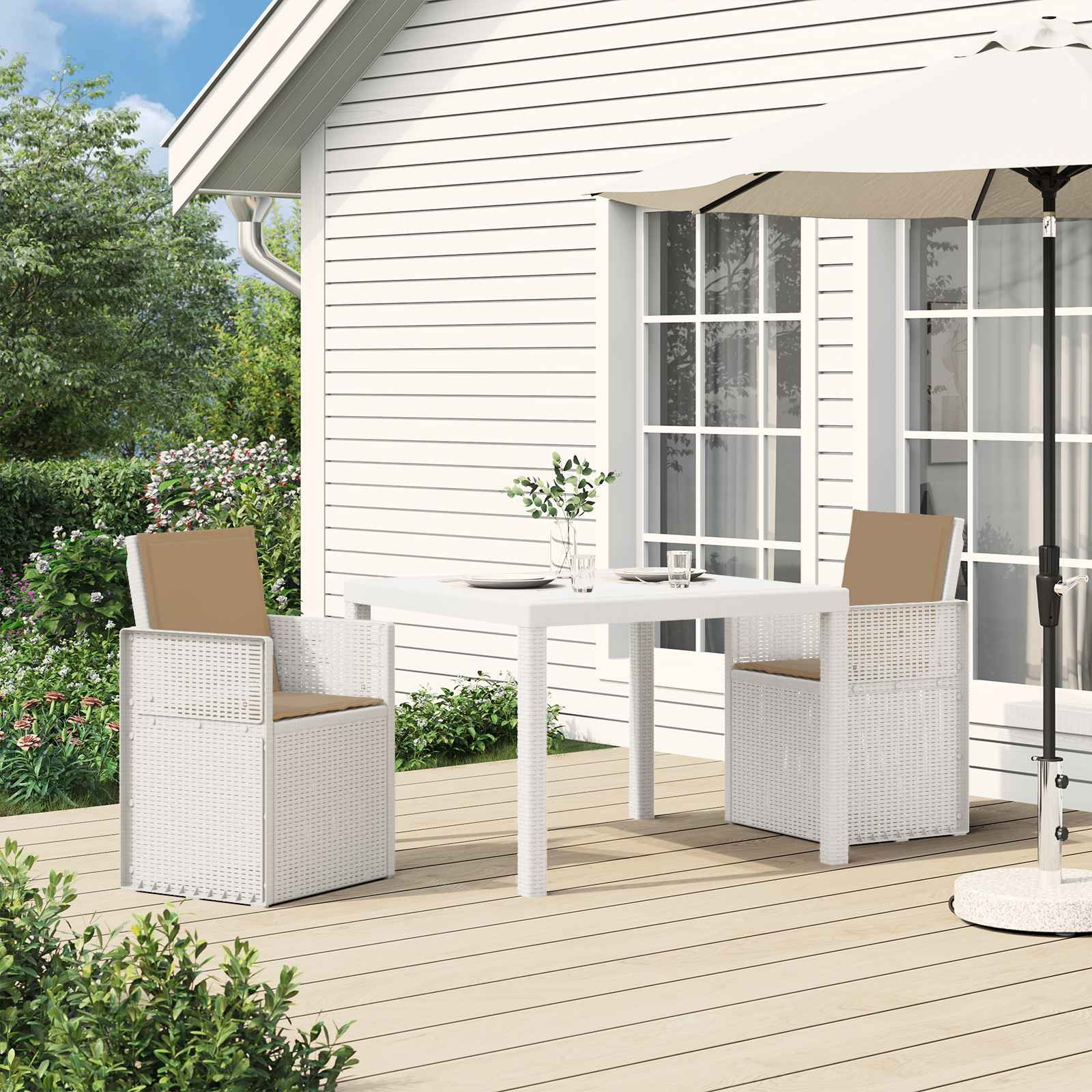 vidaXL Garten Esszimmerstühle 2 pcs Weiß und Taupe PP