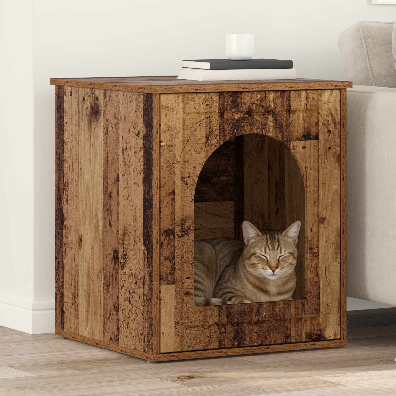 vidaXL Katzenhaus Altholz 53 x 52 x 62 cm Holzwerkstoff
