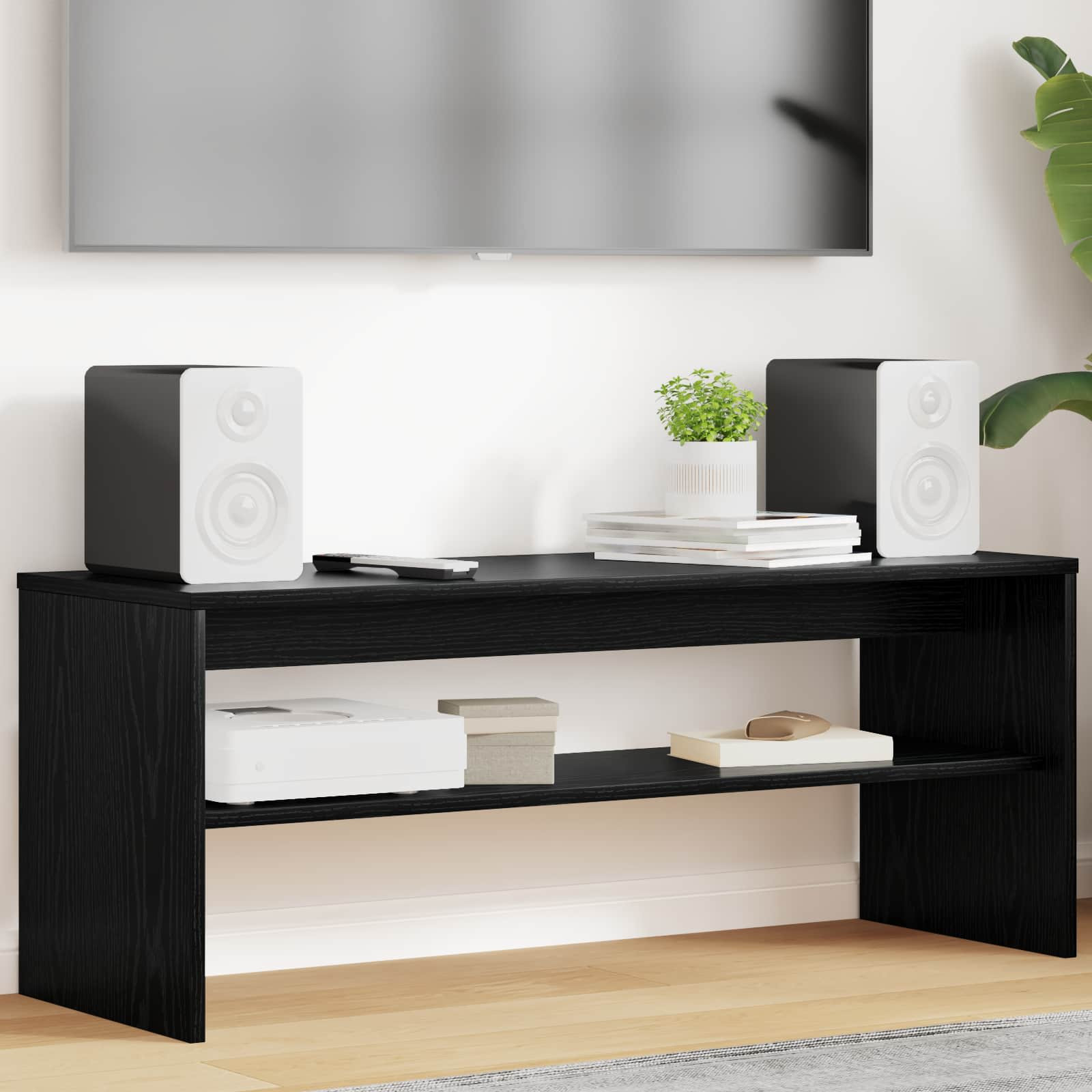 vidaXL TV-Schränk Schwarz Eichen-Optik 100 x 35 x 40 cm Holzwerkstoff