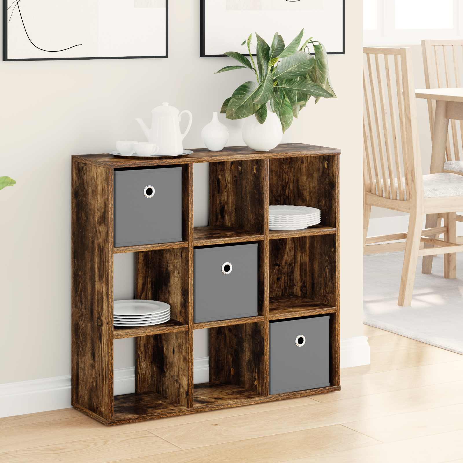 vidaXL Sideboard mit Schubladen Geräucherte Eiche 73,5 x 24 x 69,5 cm