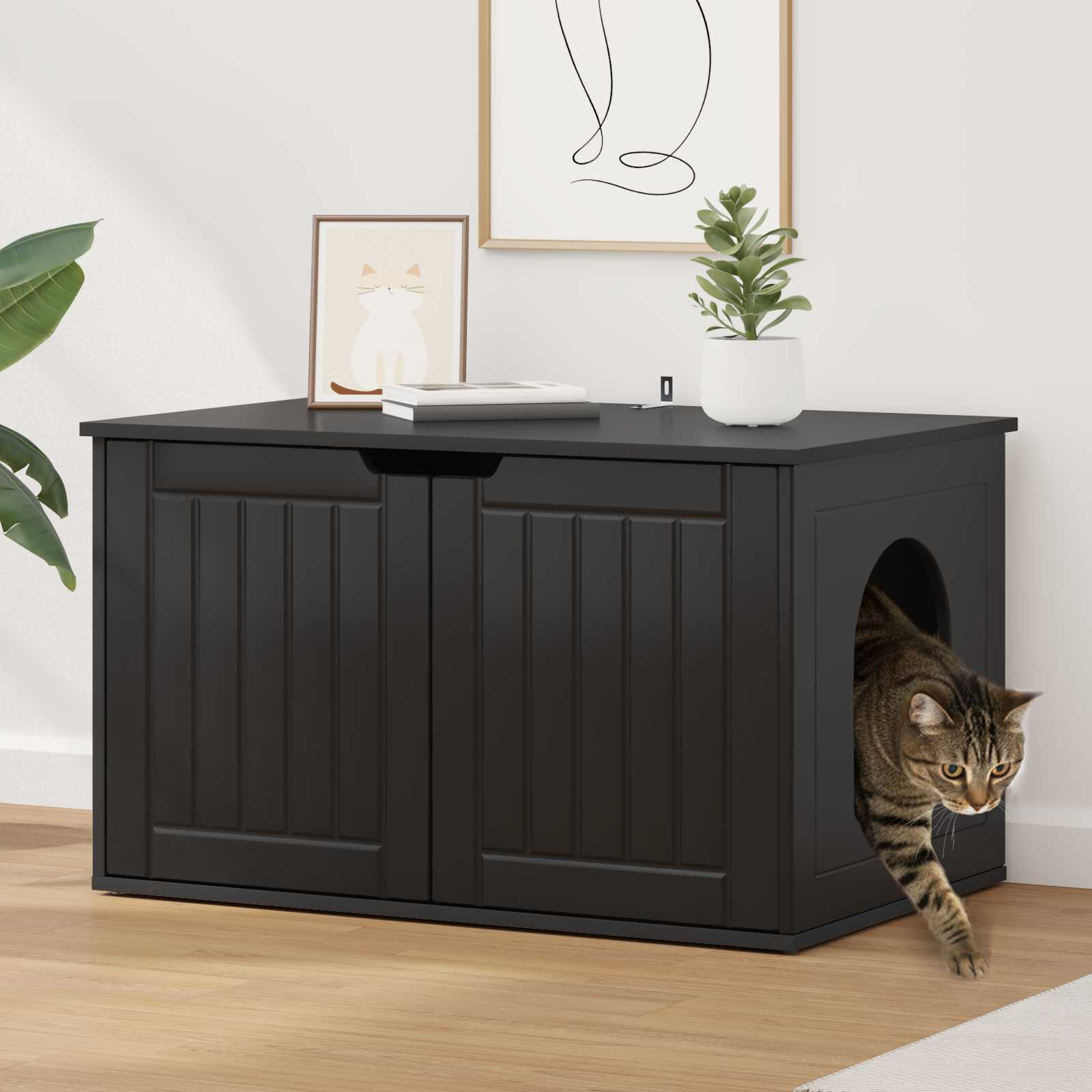 vidaXL Katzenhaus Schwarz 85 x 55 x 50,5 cm Holzwerkstoff