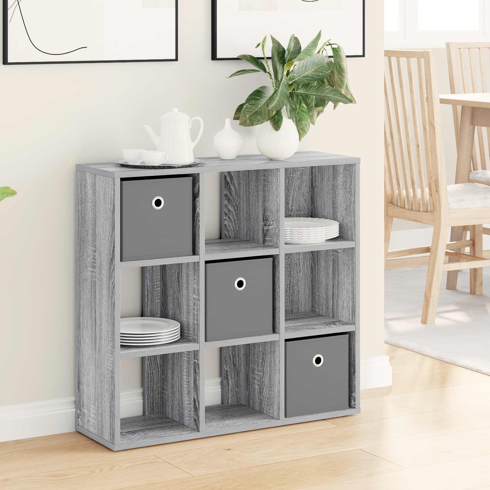 vidaXL Sideboard mit Schubladen Graues Sonoma 73,5 x 24 x 69,5 cm