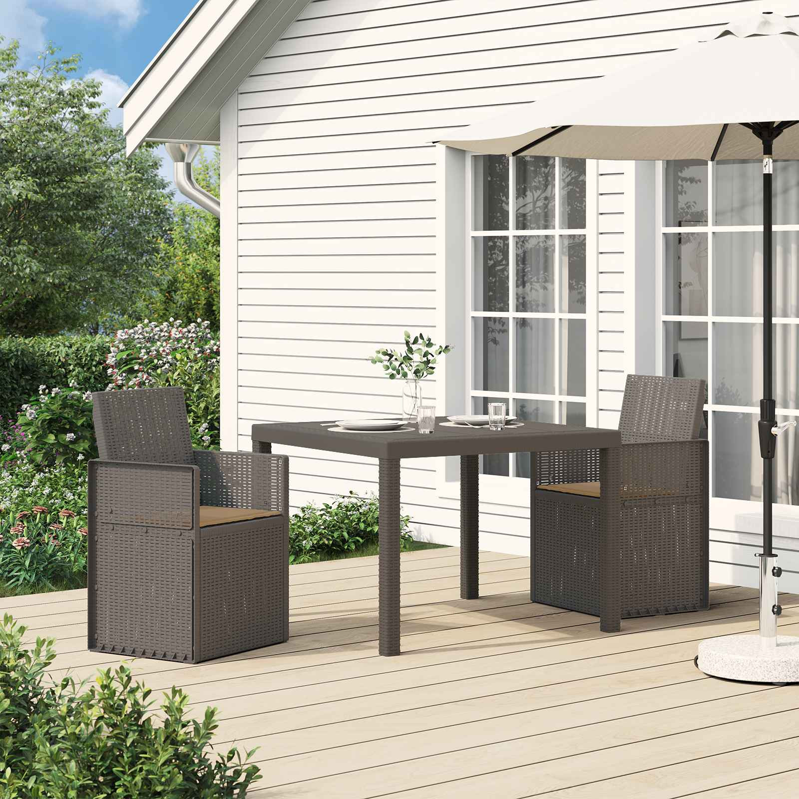 vidaXL Garten Esszimmerstühle 2 pcs Hellgrau und Taupe PP