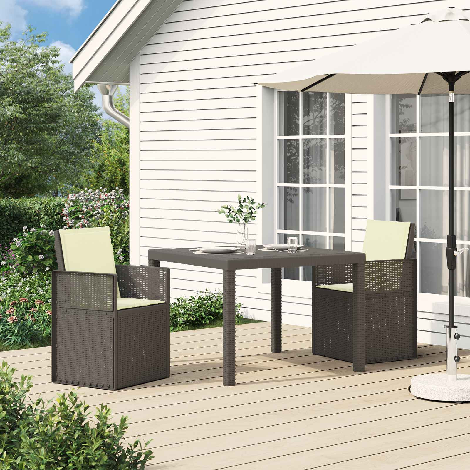 vidaXL Garten Esszimmerstühle 2 pcs Hellgrau und Creme PP