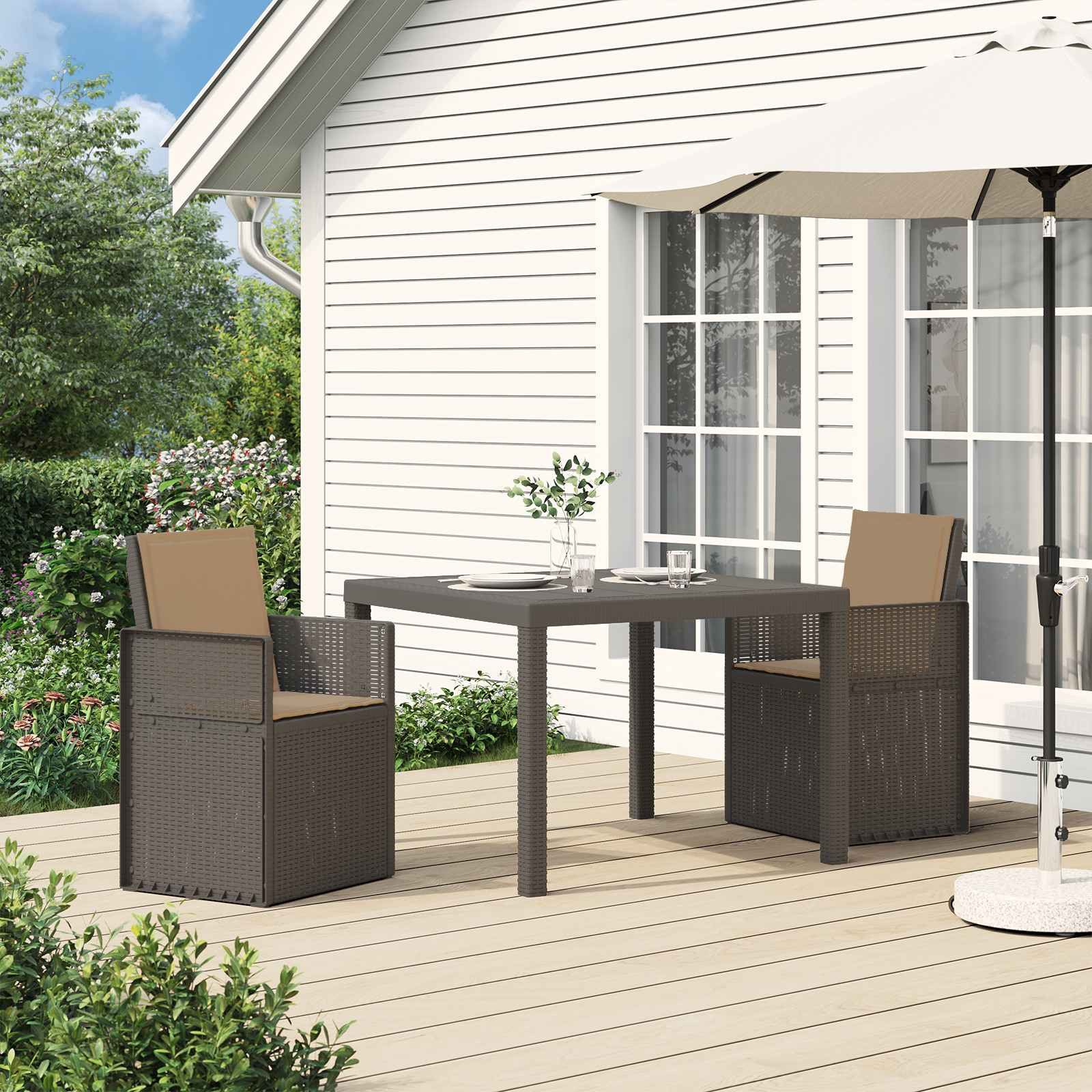 vidaXL Garten Esszimmerstühle 2 pcs Hellgrau und Taupe PP