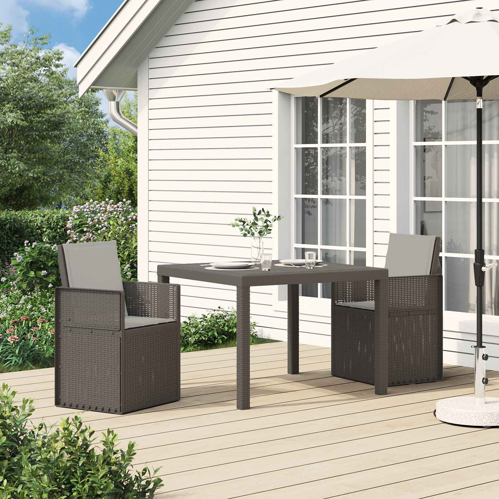 vidaXL Garten Esszimmerstühle 2 pcs Hellgrau PP