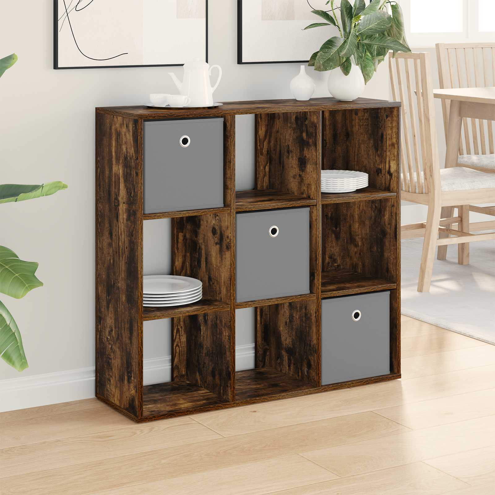 vidaXL Sideboard mit Schubladen Geräucherte Eiche 88,5 x 29 x 84,5 cm