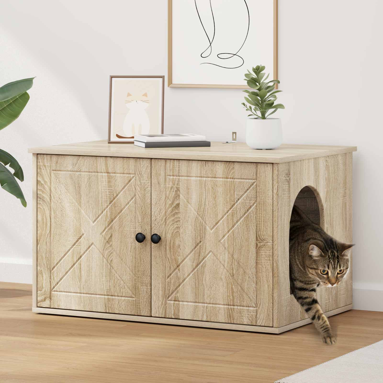 vidaXL Katzenhaus Sonoma 85 x 55 x 50,5 cm Holzwerkstoff
