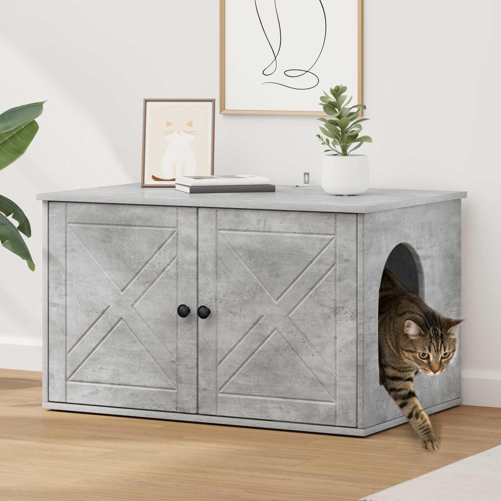 vidaXL Katzenhaus Beton 85 x 55 x 50 cm Holzwerkstoff
