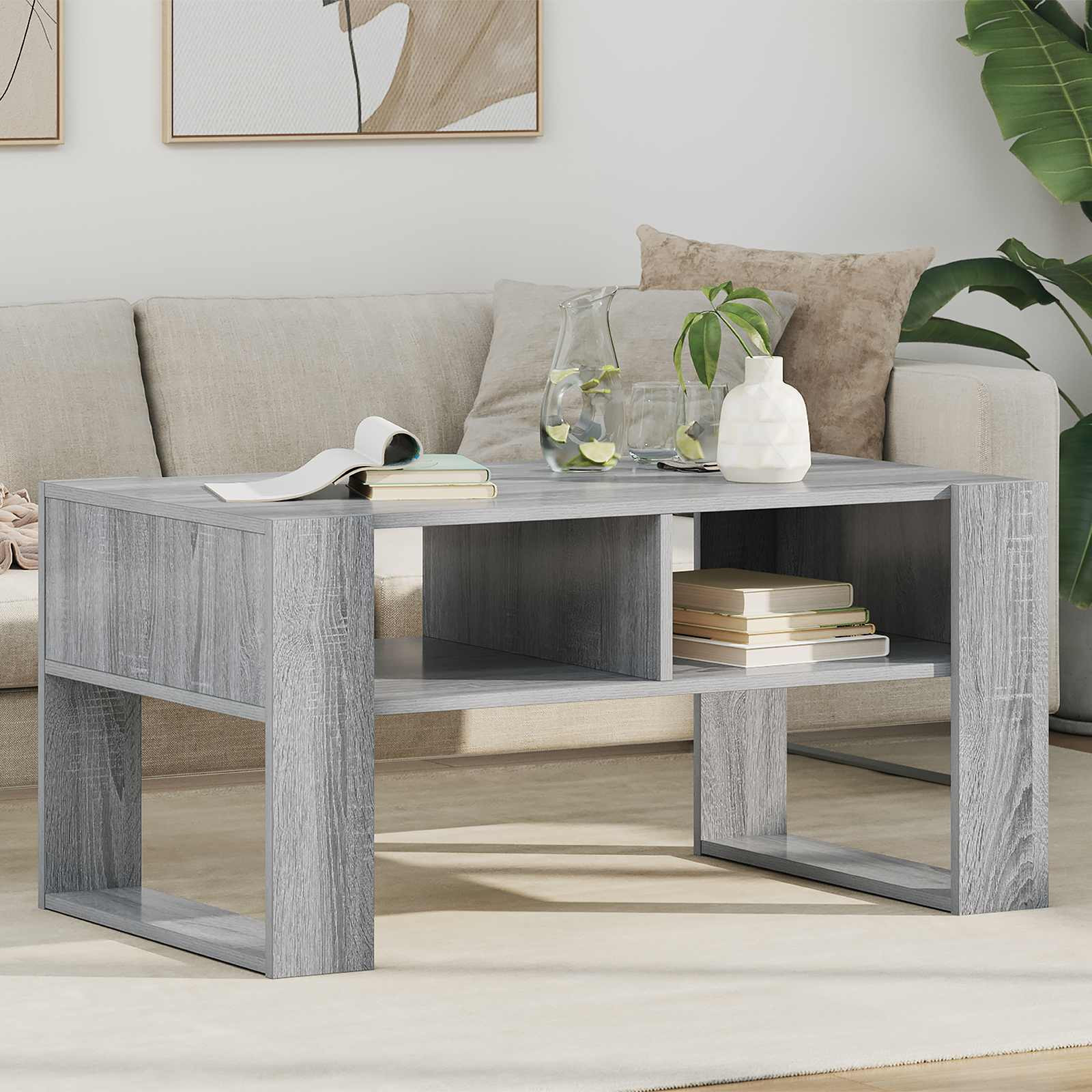 vidaXL Couchtisch Graues Sonoma 92 x 53 x 45 cm Holzwerkstoff