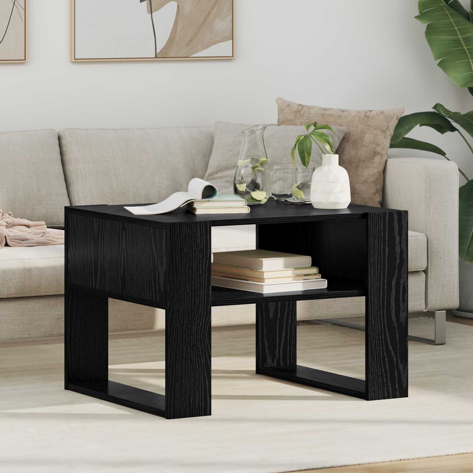 vidaXL Couchtisch Schwarz Eichen-Optik 66 x 53 x 45 cm Holzwerkstoff